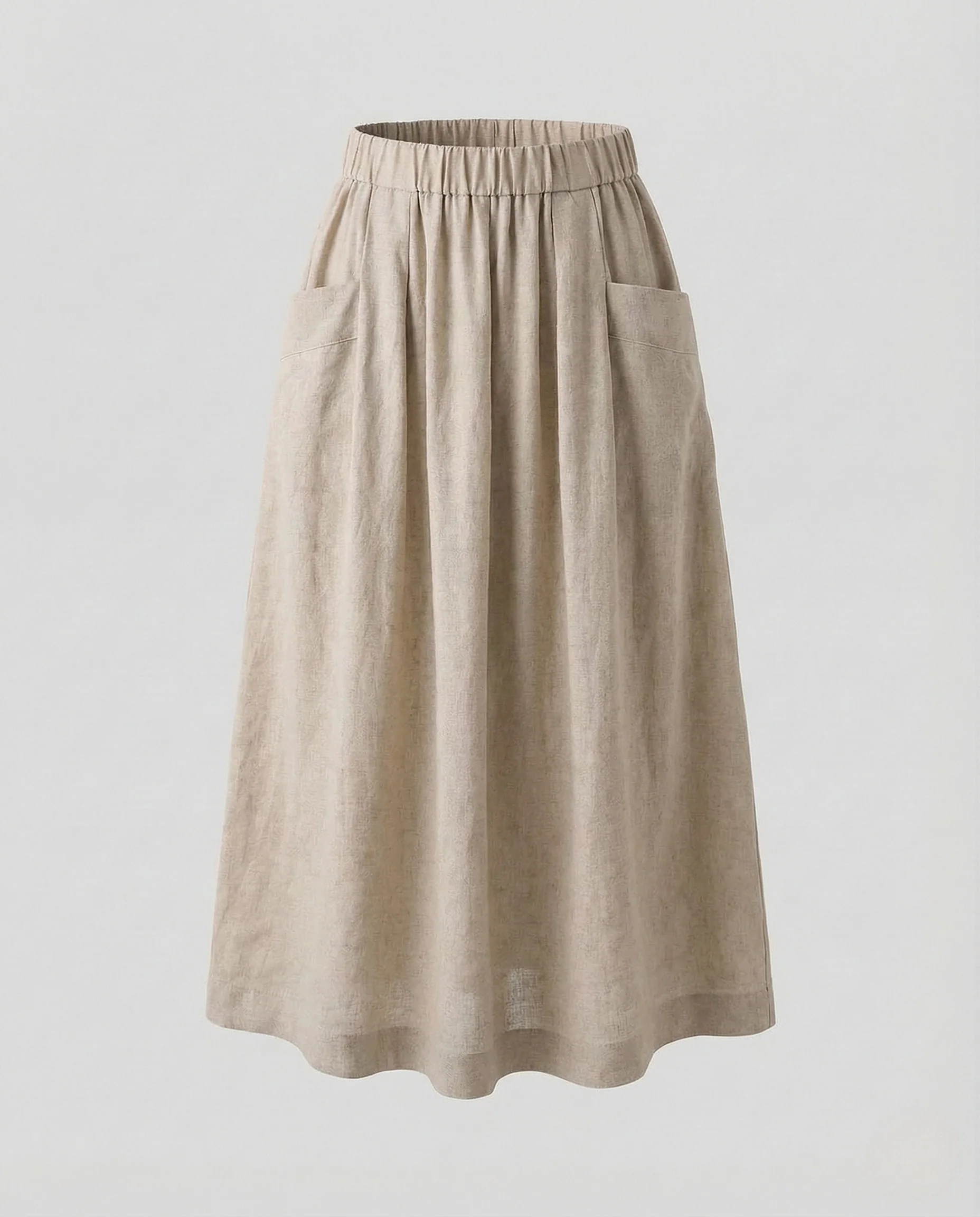 Damen Leinen Midirock mit Taschen - Image 6