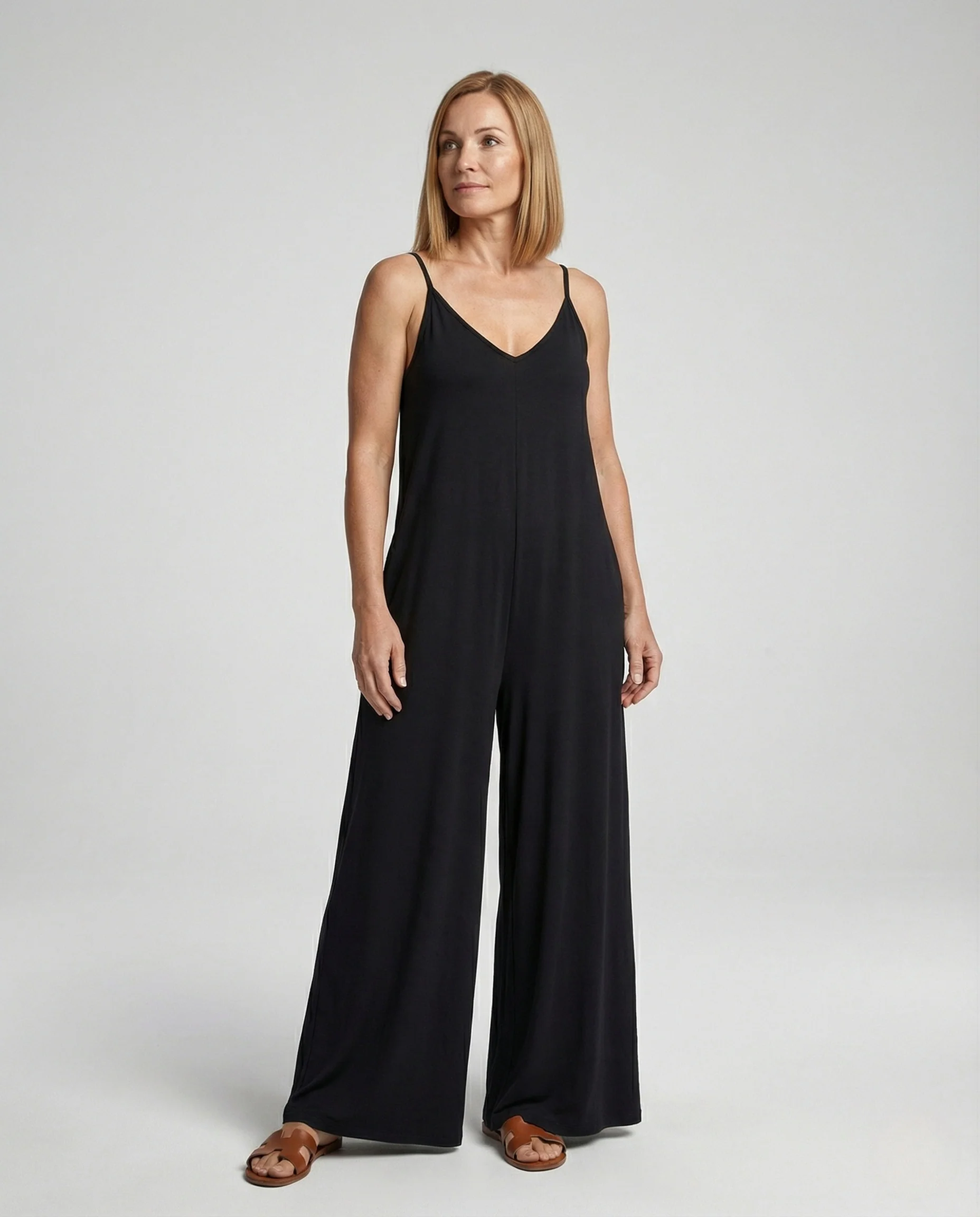 Damen Maxi-Overall mit Spaghettiträgern und Taschen