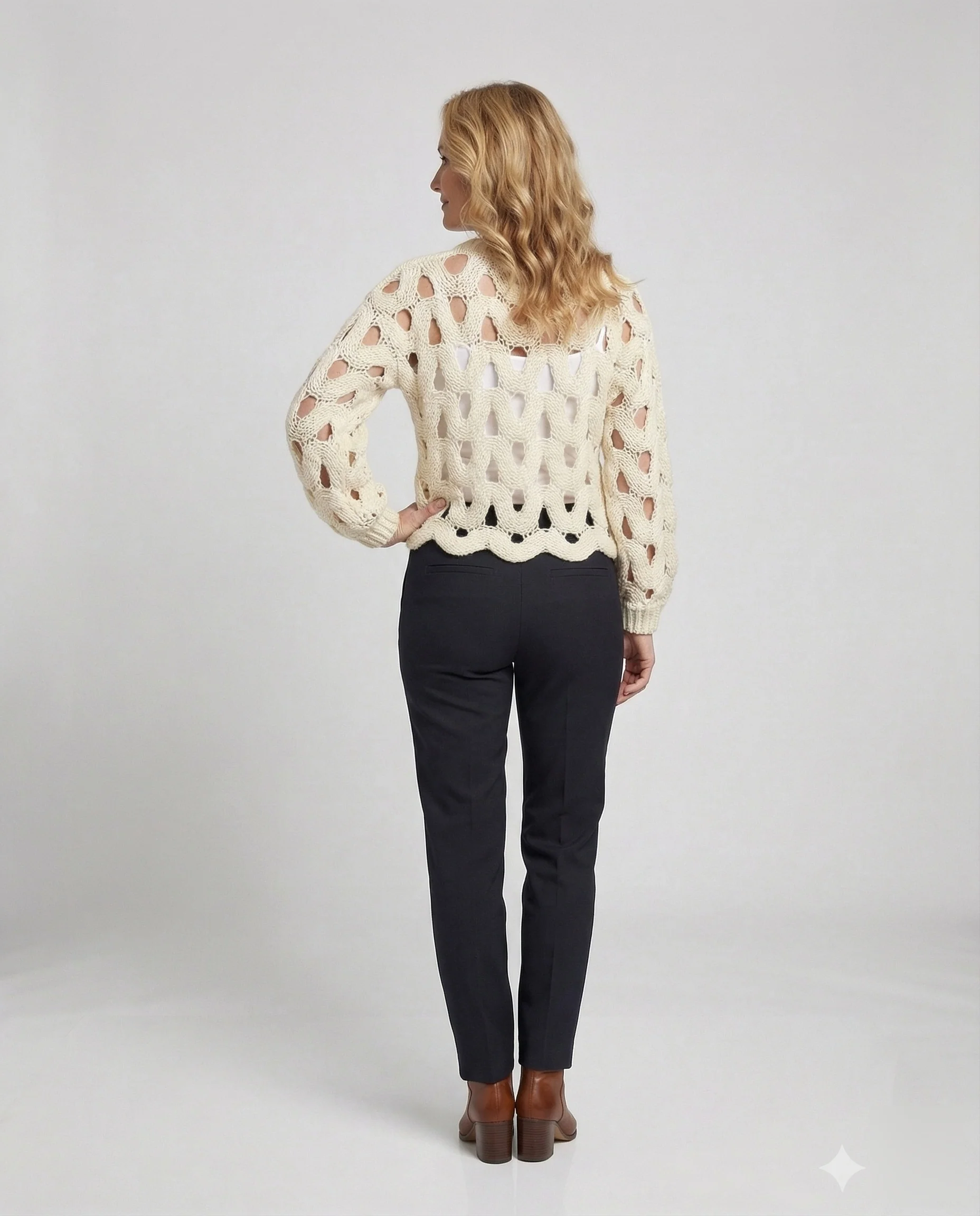 Damen Oversize-Strickpullover mit Lochmuster - Image 4