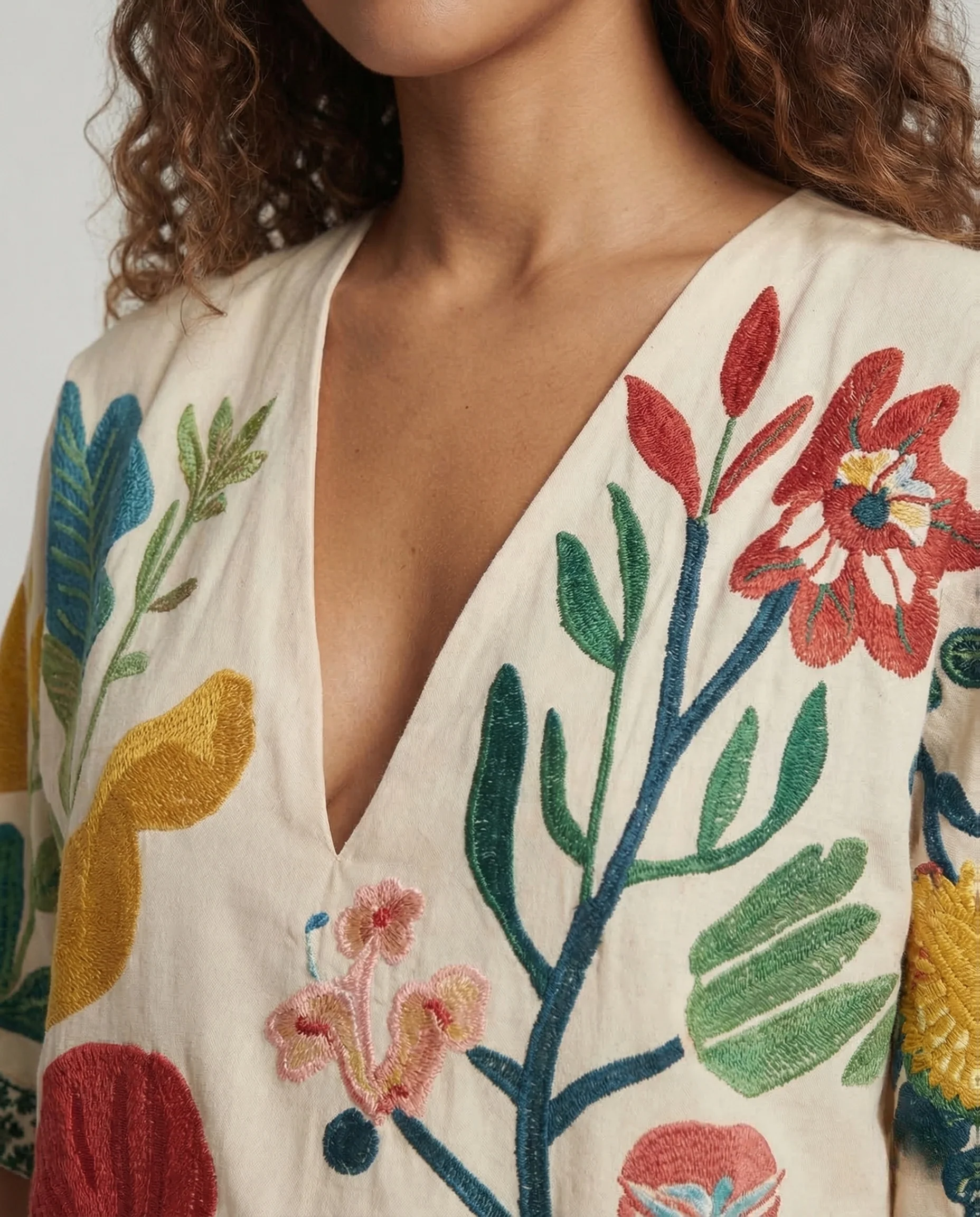 Damen Strand Kaftan Tunika V Ausschnitt - Image 3