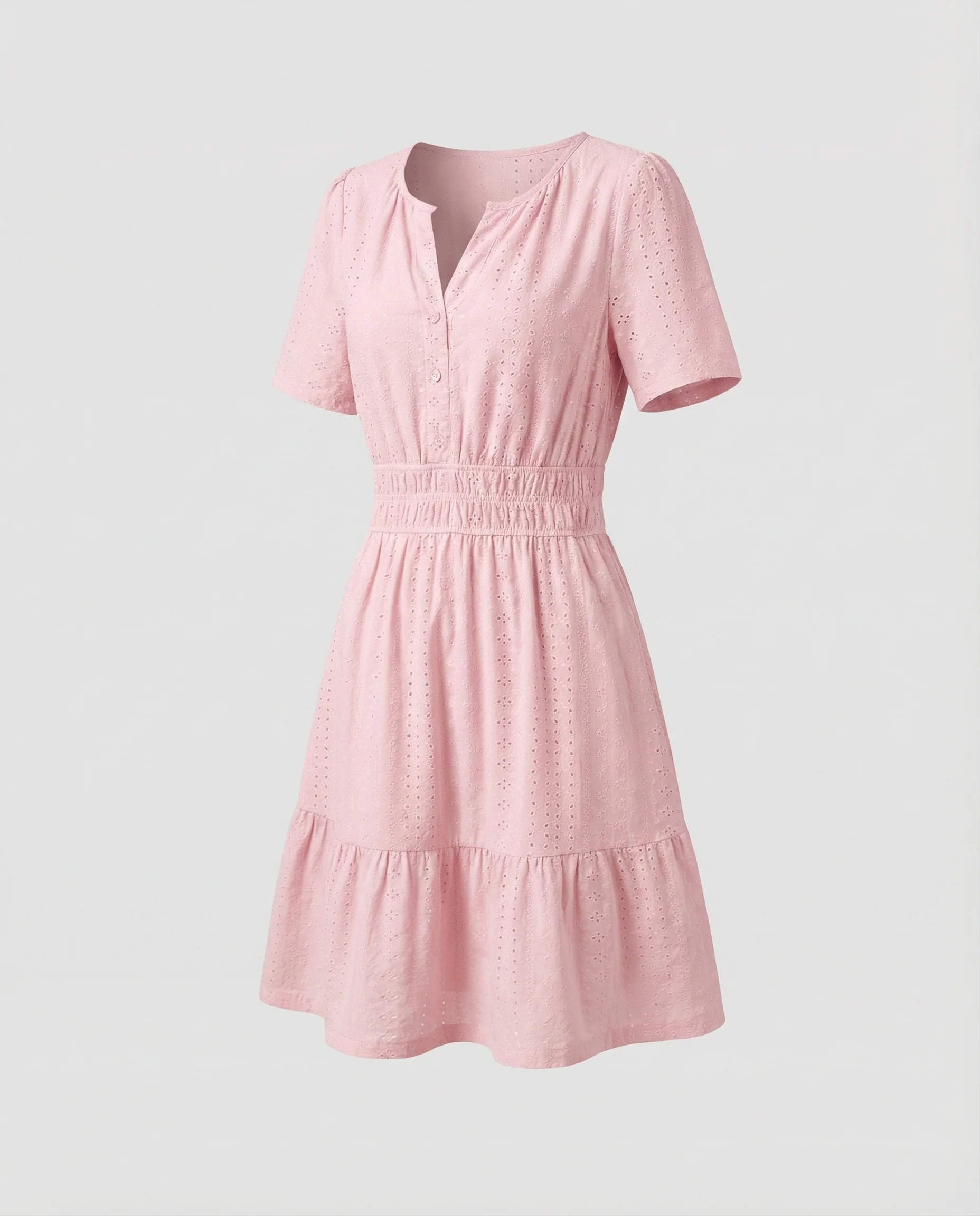 Damen Sommerkleid A-Linie mit Lochstickerei - Image 6