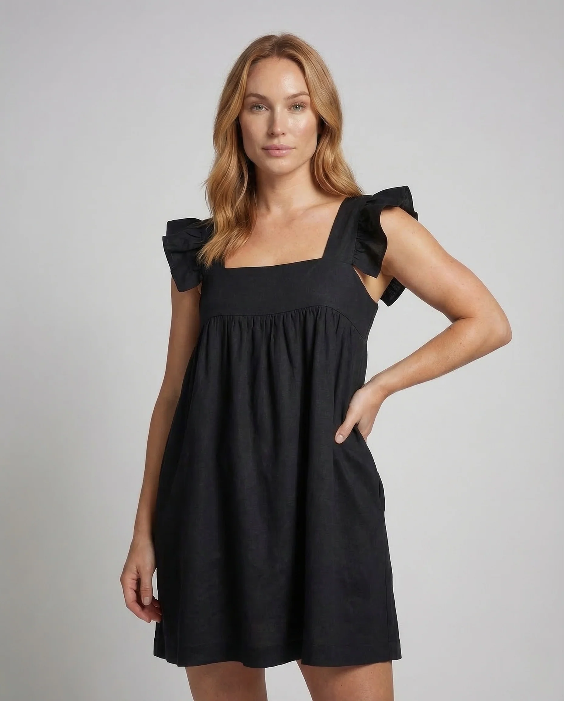 Damen Babydoll Kleid Volantärmel - Image 2