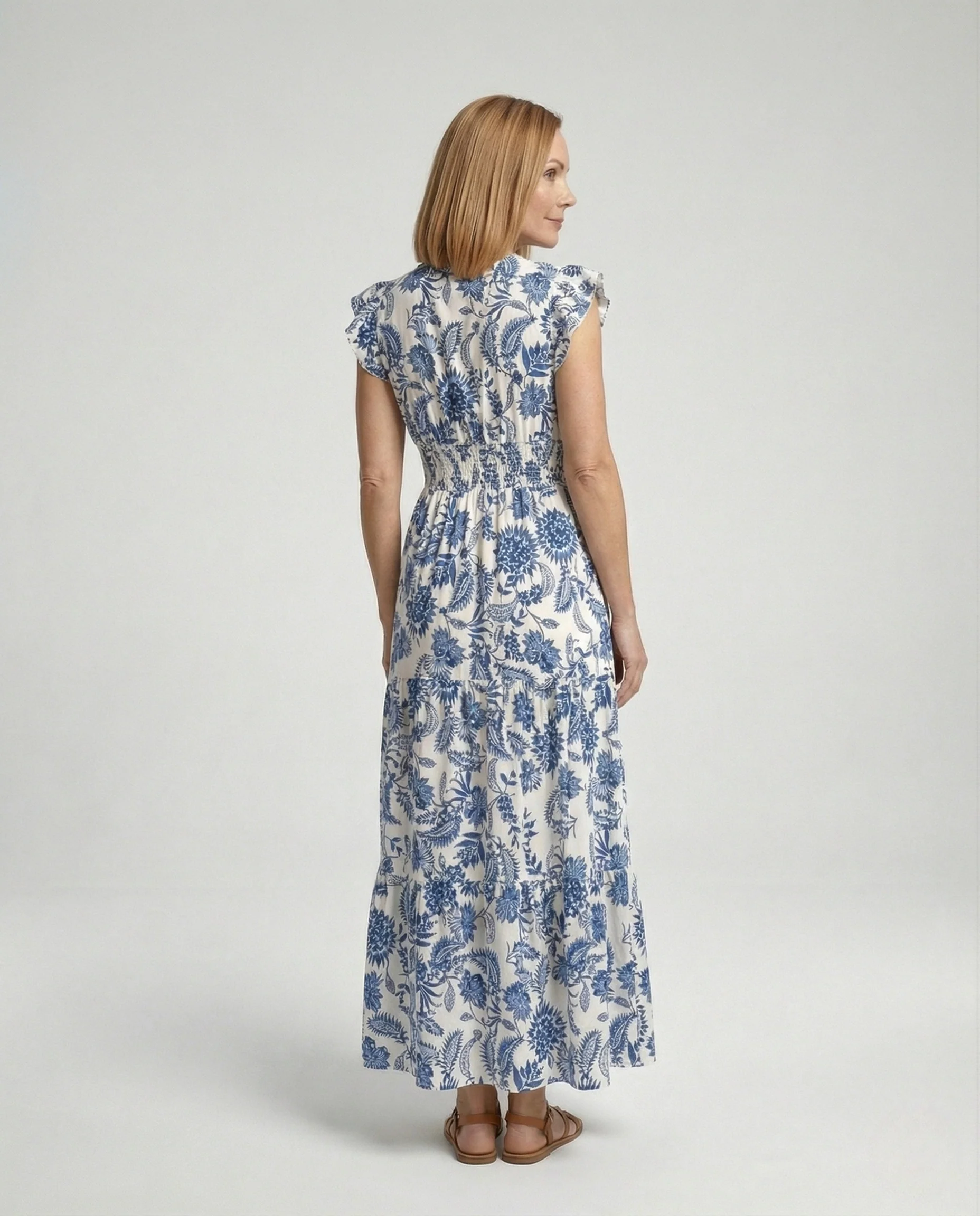 Damen Boho Maxikleid Sommer Stufen - Image 4