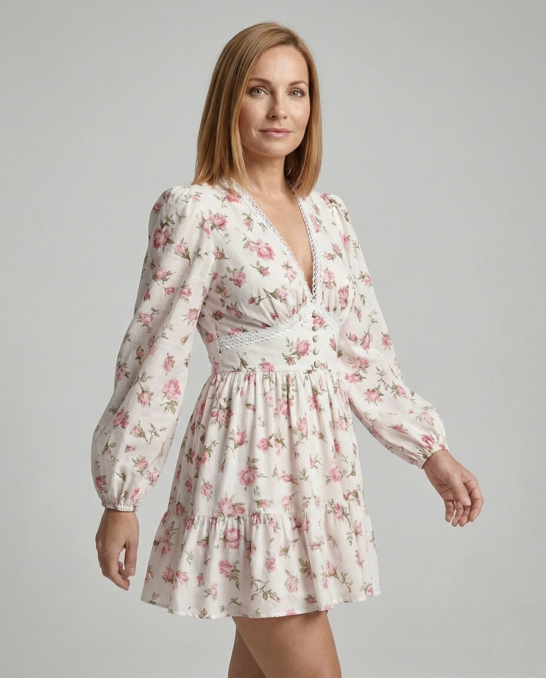 Chiffon Minikleid Mit Empire Schnitt Damen - Image 9