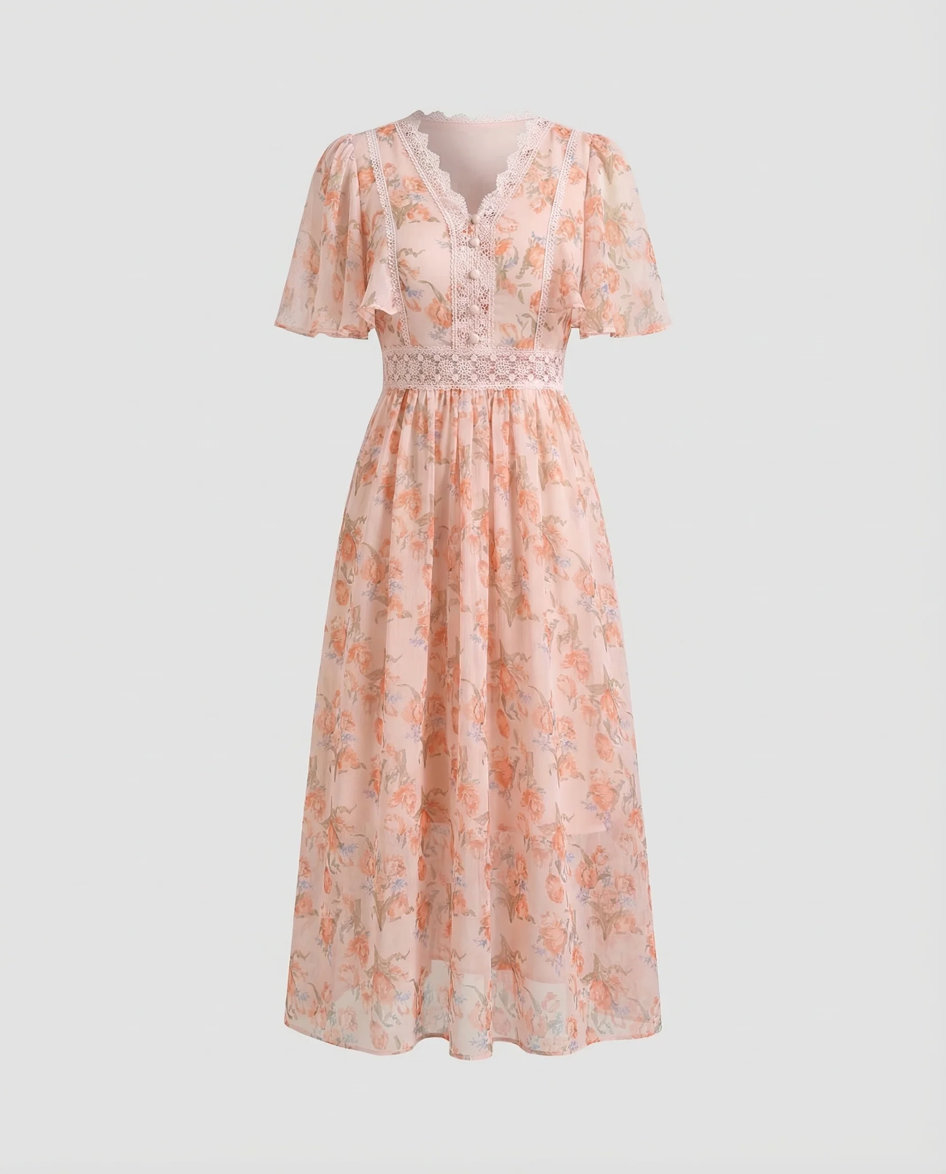 Damen Chiffon Kleid V Ausschnitt - Image 5