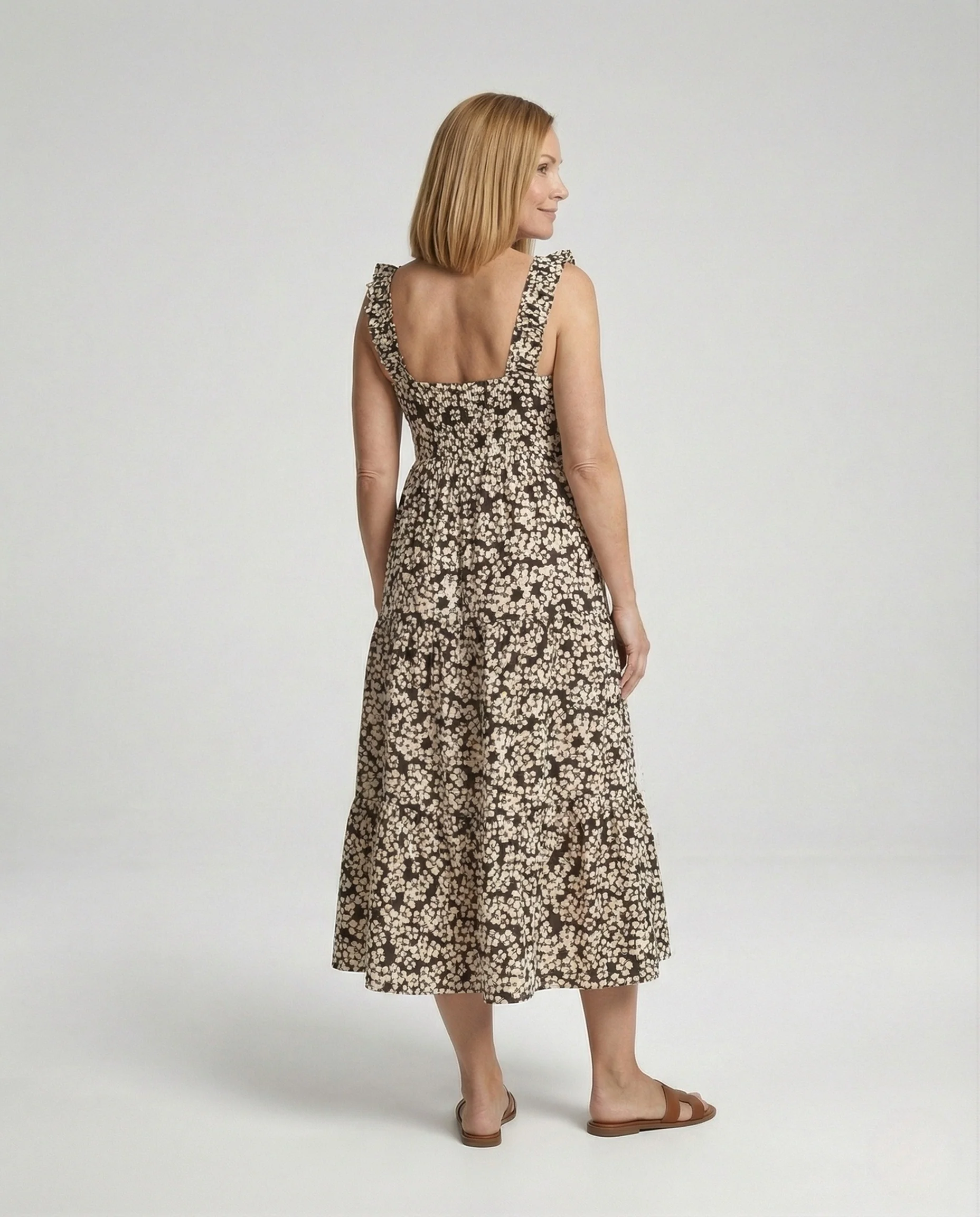 Damen Gestuftes Maxikleid mit quadratischem Ausschnitt - Image 3