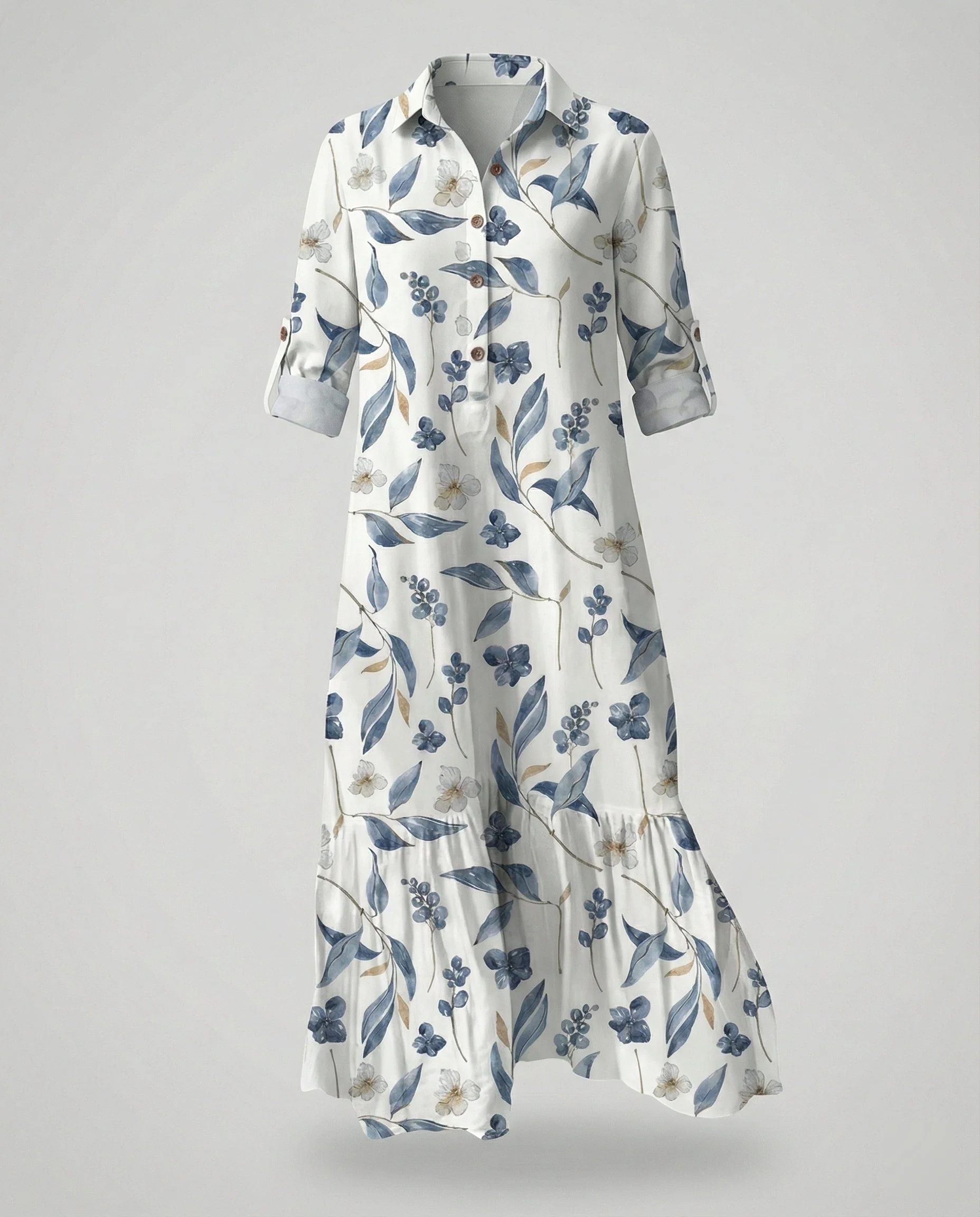 Damen Hemdblusenkleid mit Volant - Image 22