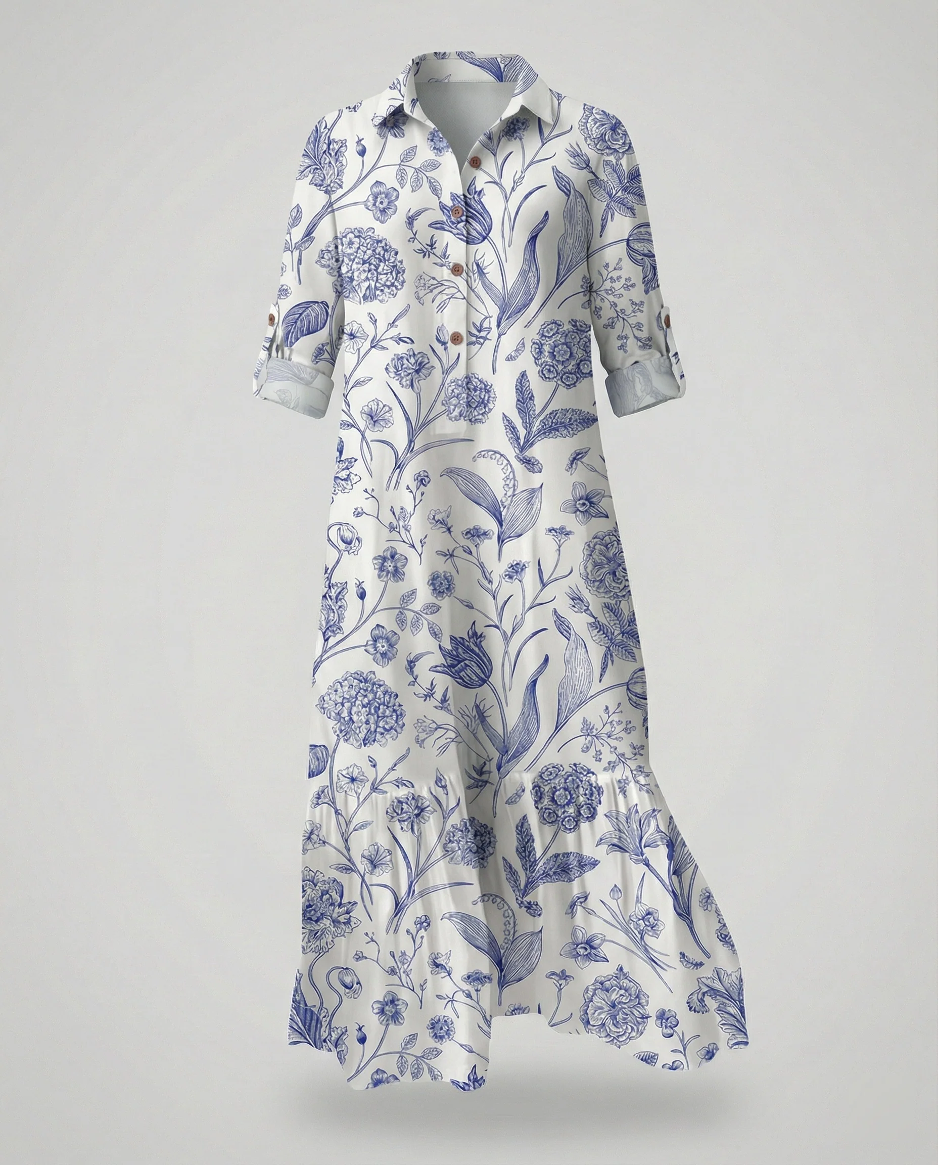 Damen Hemdblusenkleid mit Volant - Image 25