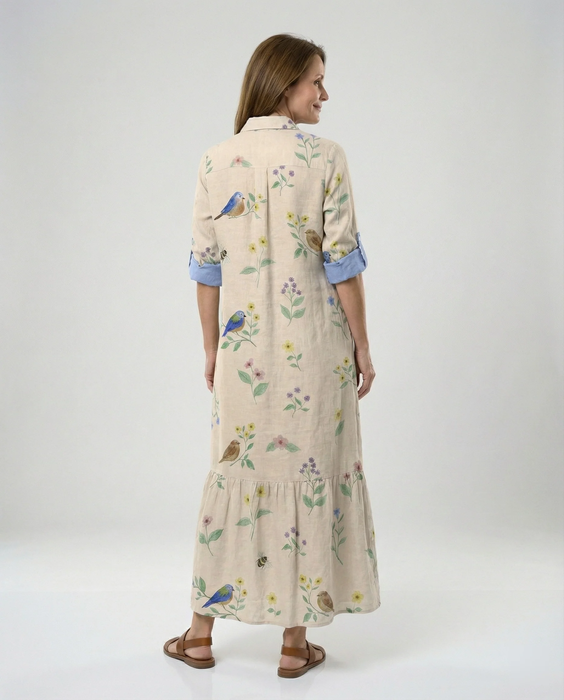 Damen Hemdblusenkleid mit Volant - Image 3