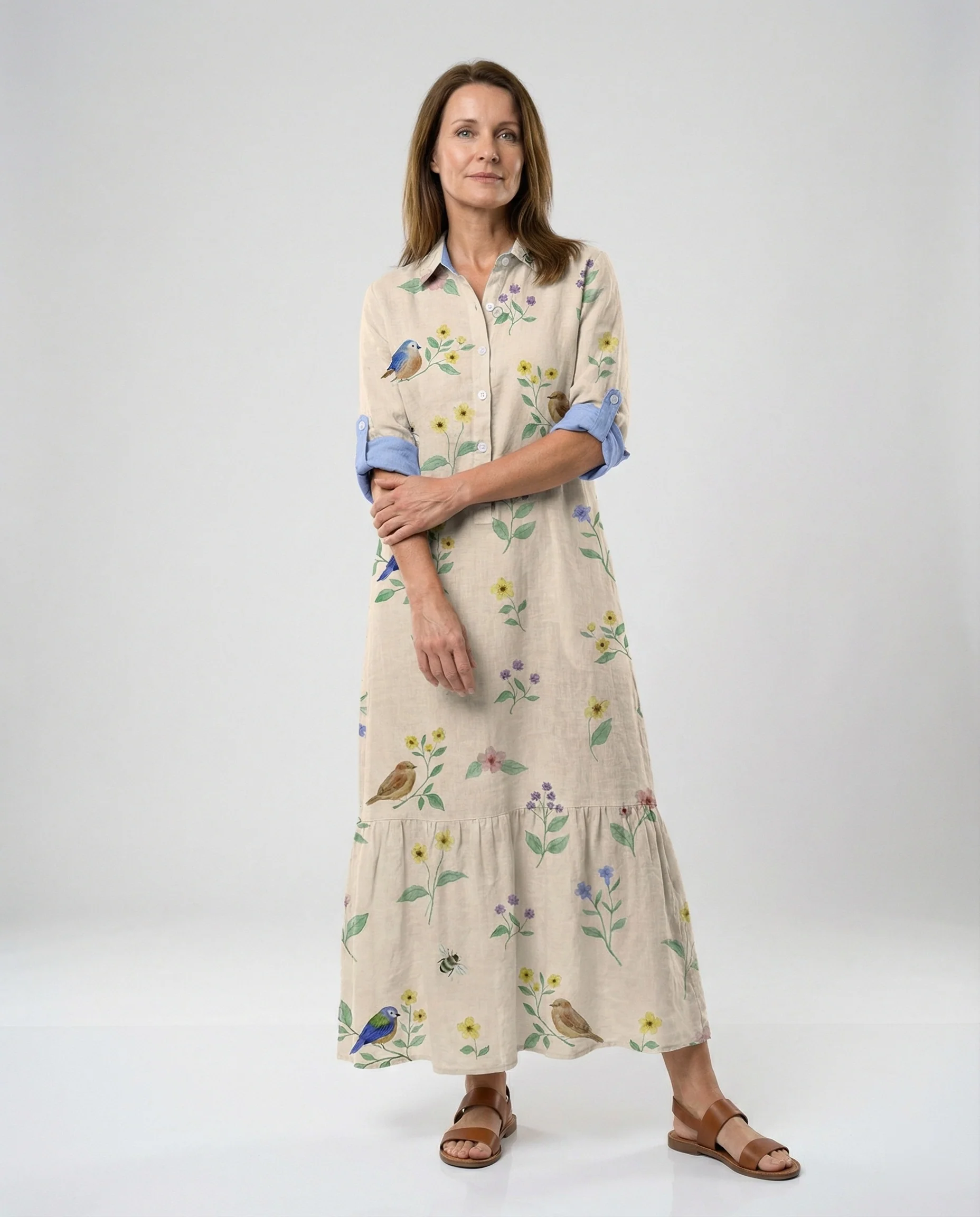Damen Hemdblusenkleid mit Volant - Image 5