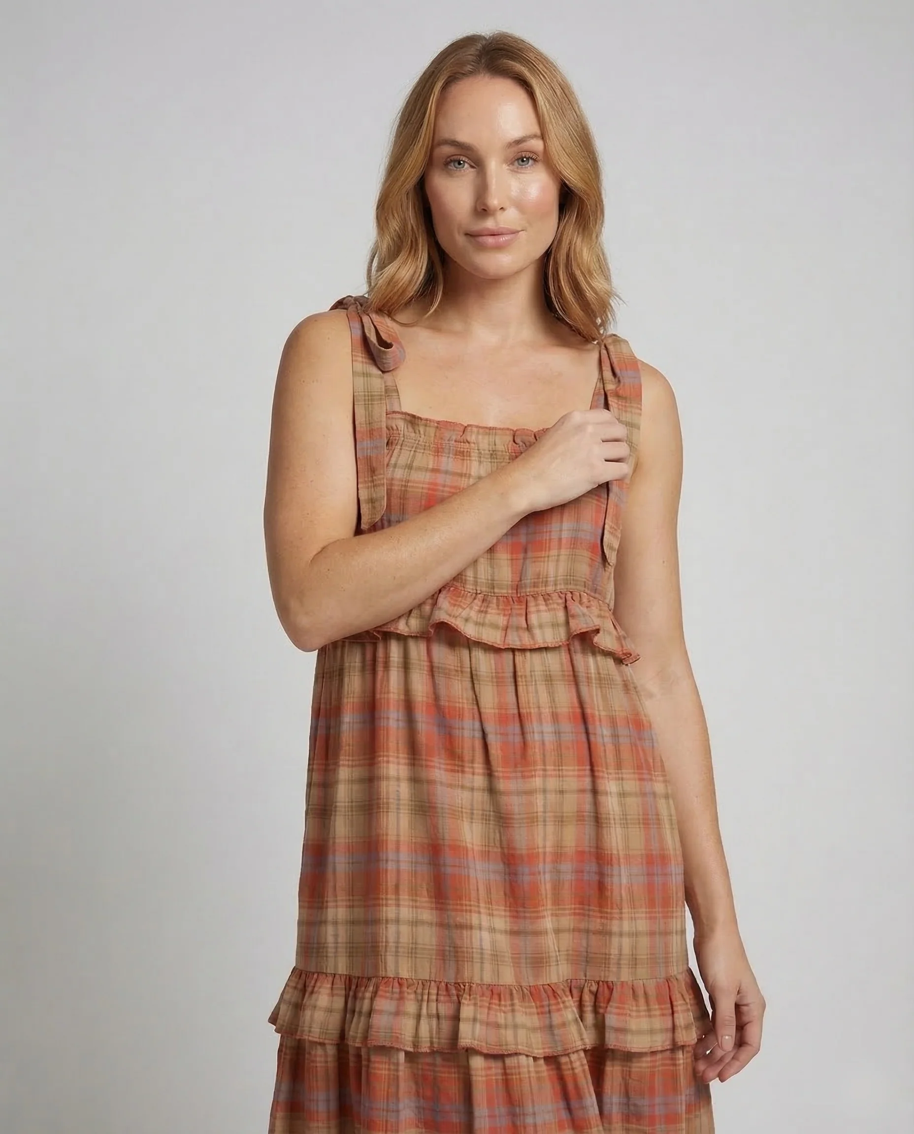 Damen Maxikleid Karo Stufen - Image 2