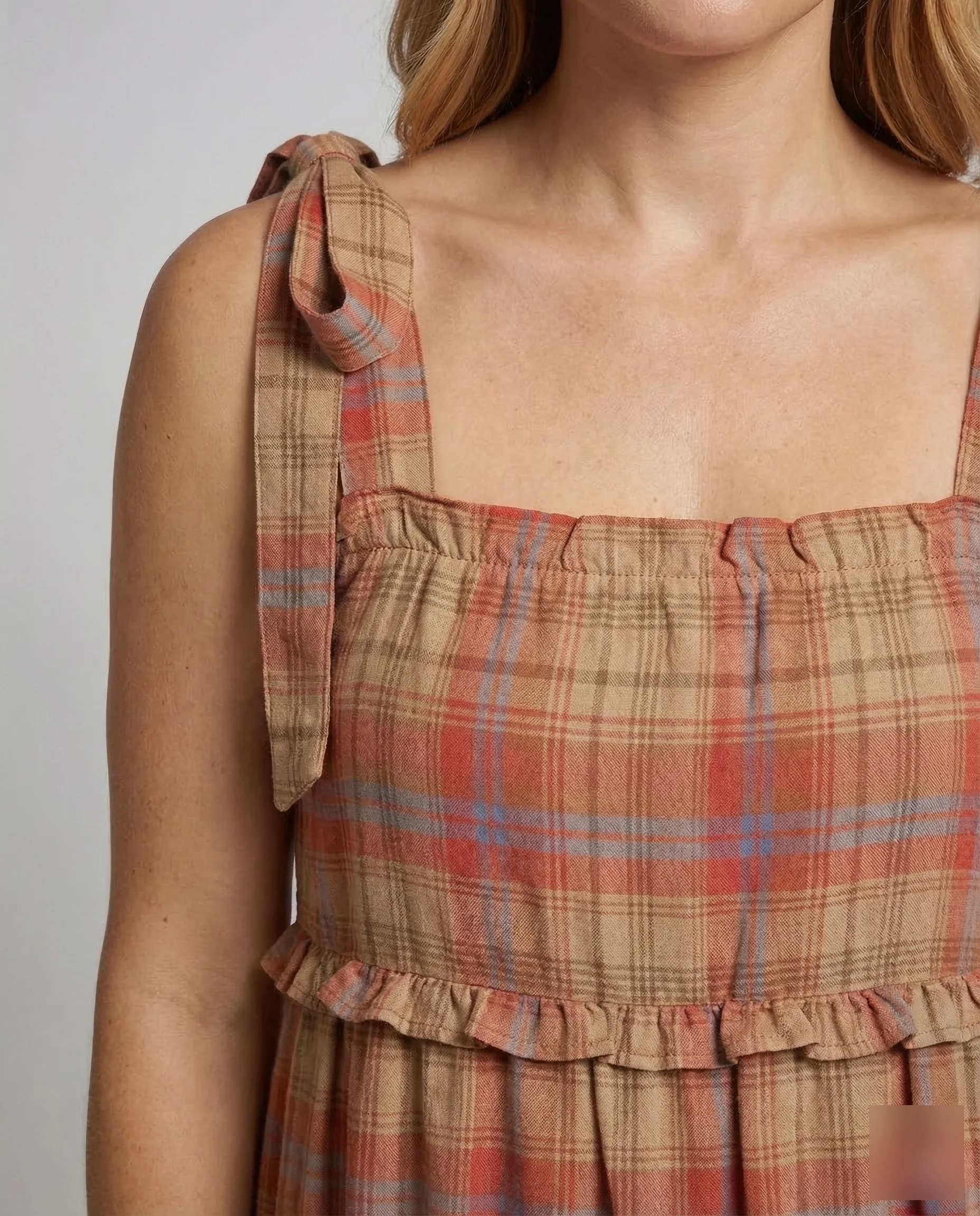 Damen Maxikleid Karo Stufen - Image 3