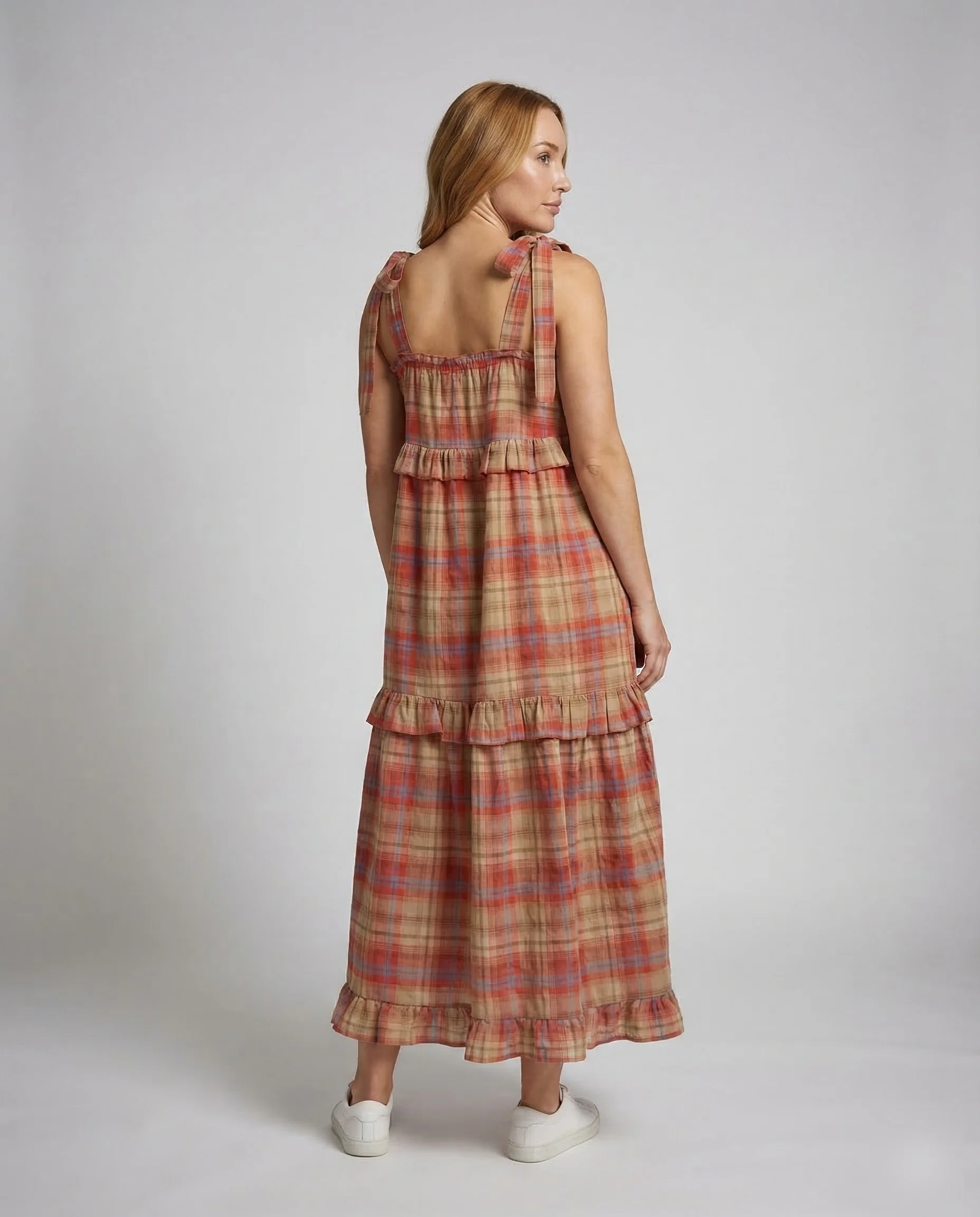 Damen Maxikleid Karo Stufen - Image 4