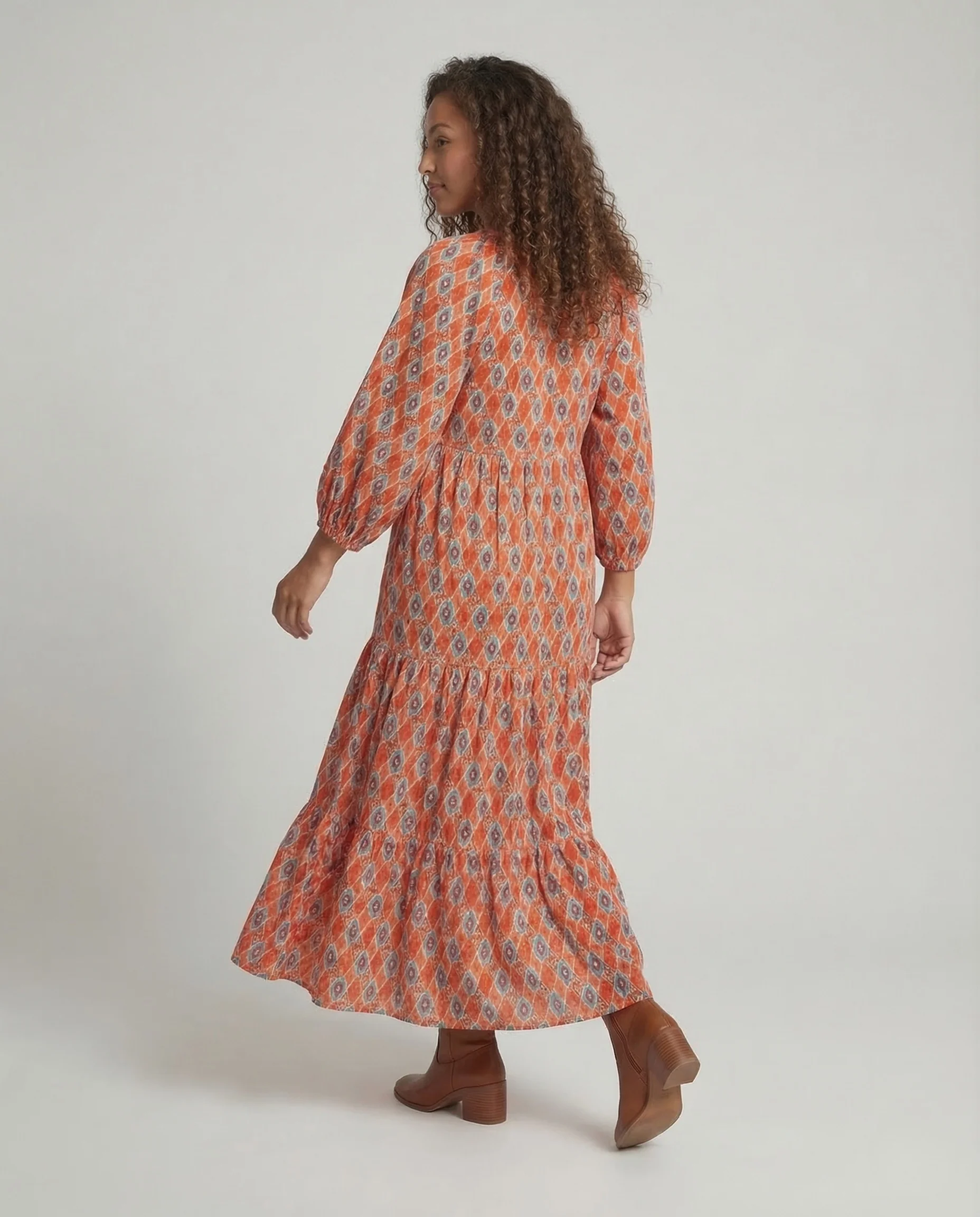 Damen Maxikleid Empire Ballonärmel - Image 4