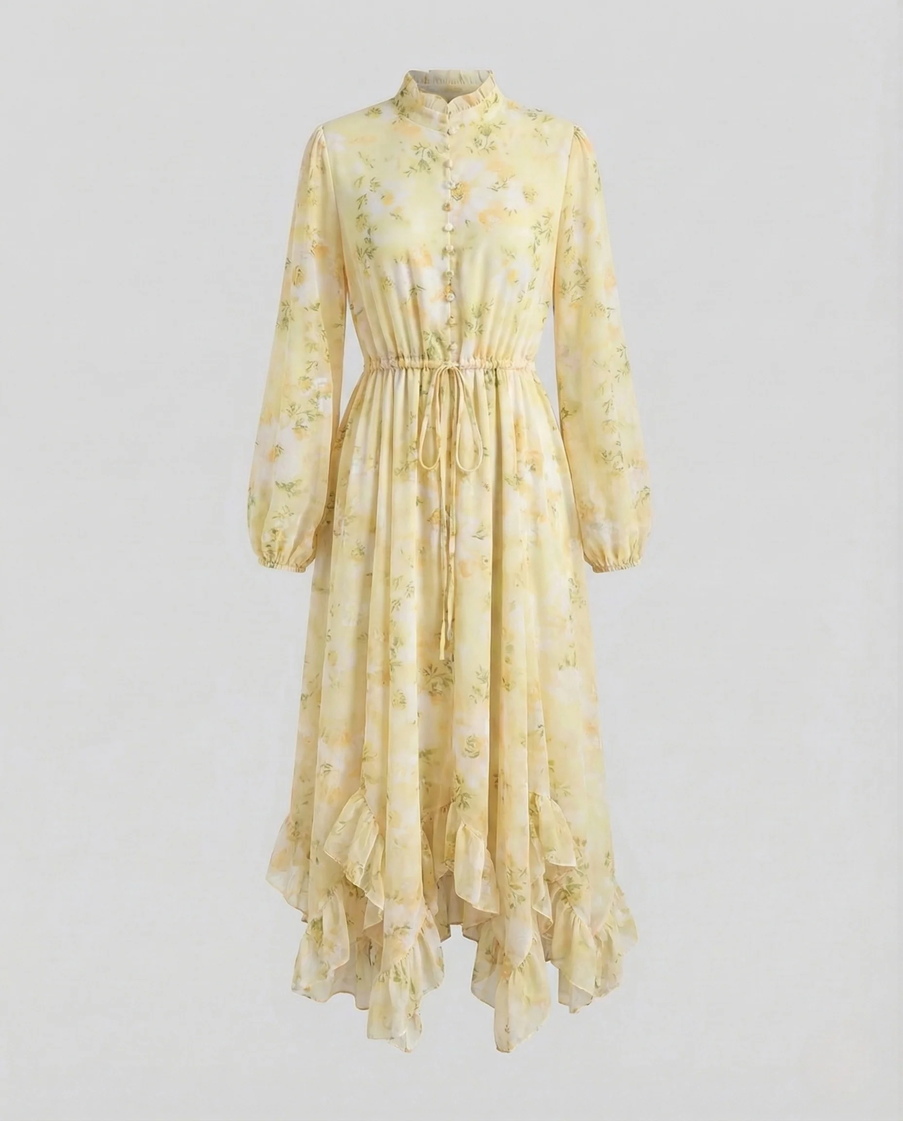 Damen Maxikleid mit Stehkragen und Gürtel - Image 9