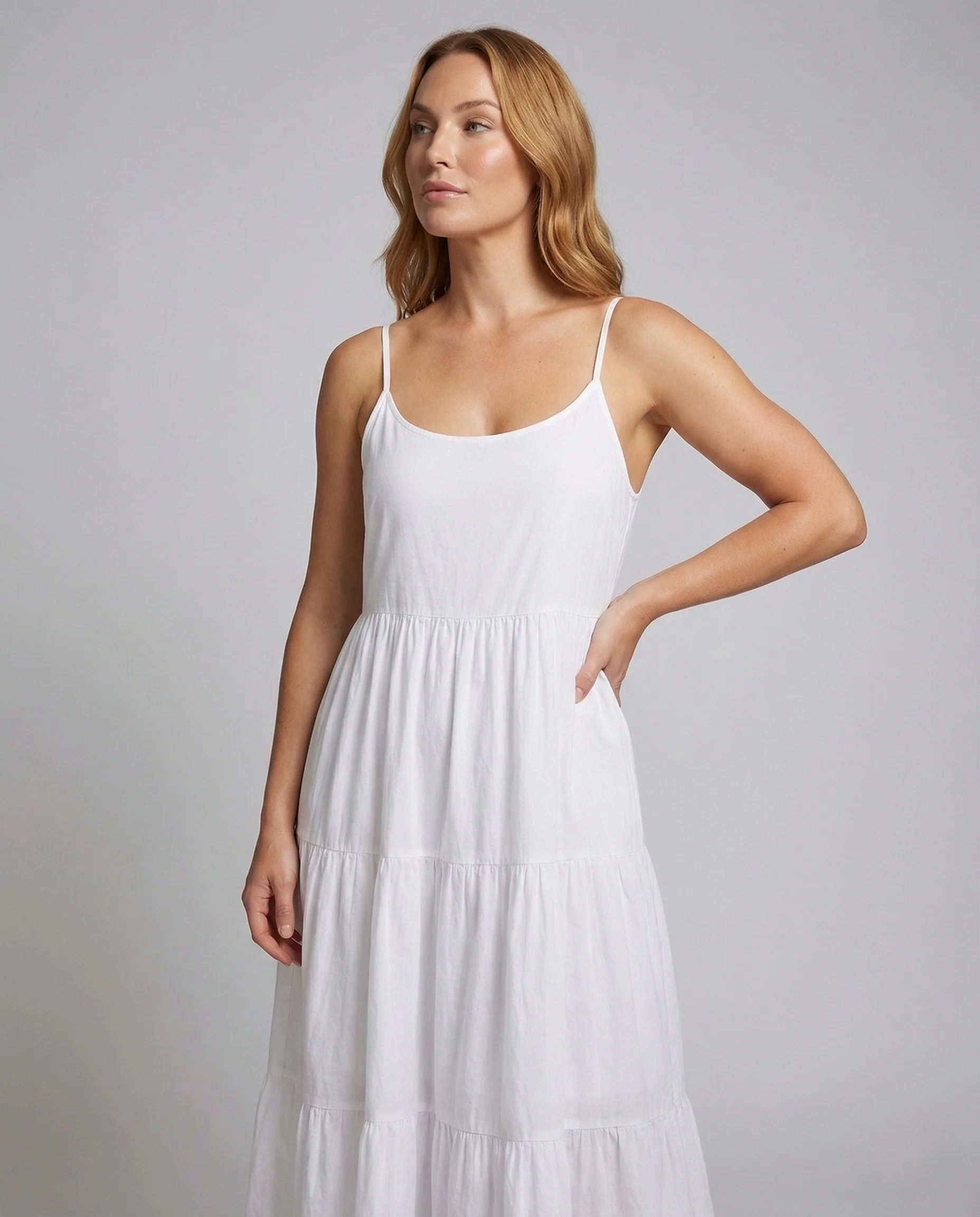 Damen Maxikleid mit Stufen und Taschen - Image 2