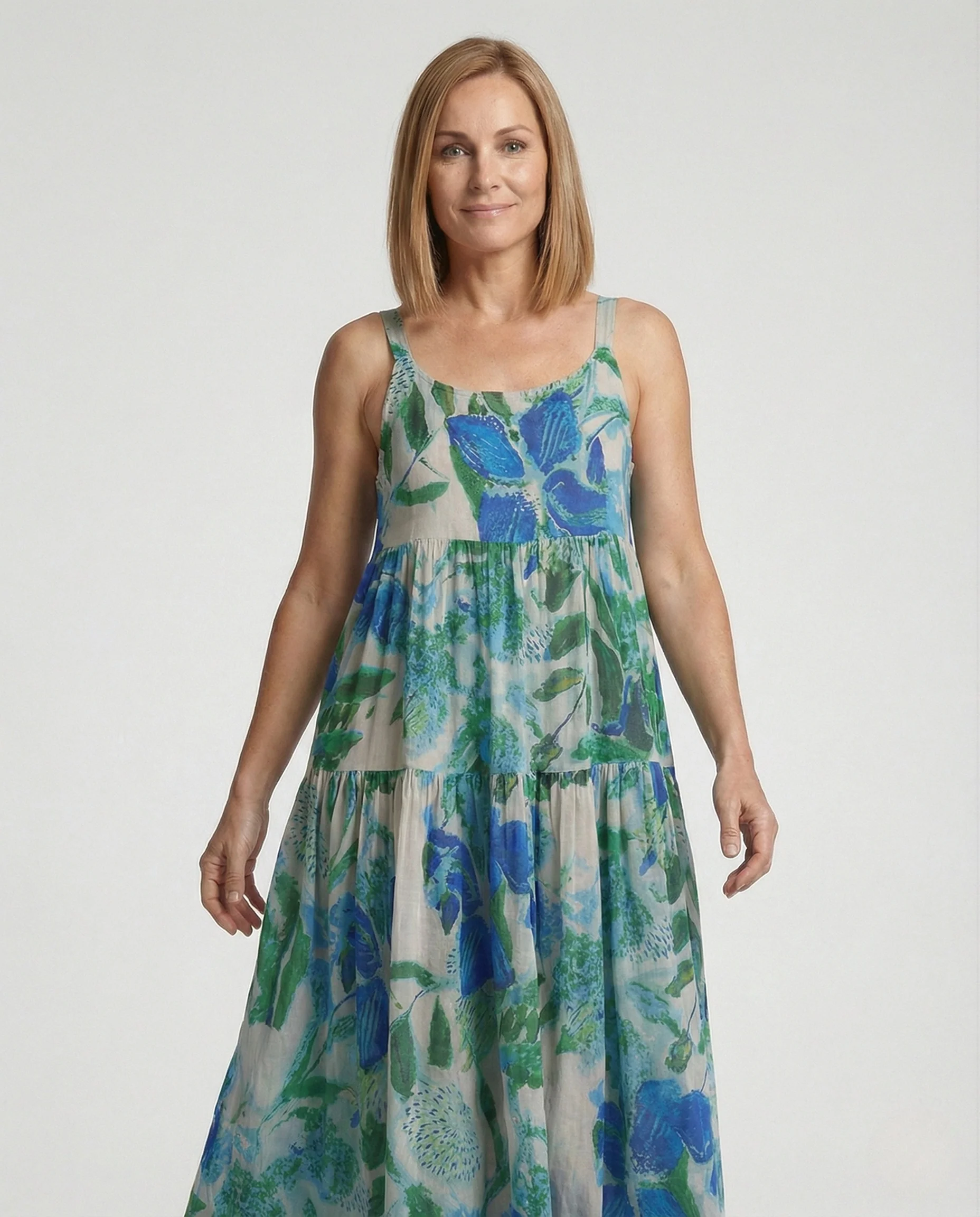 Maxikleid Spaghettiträger Damen Stufig - Image 2