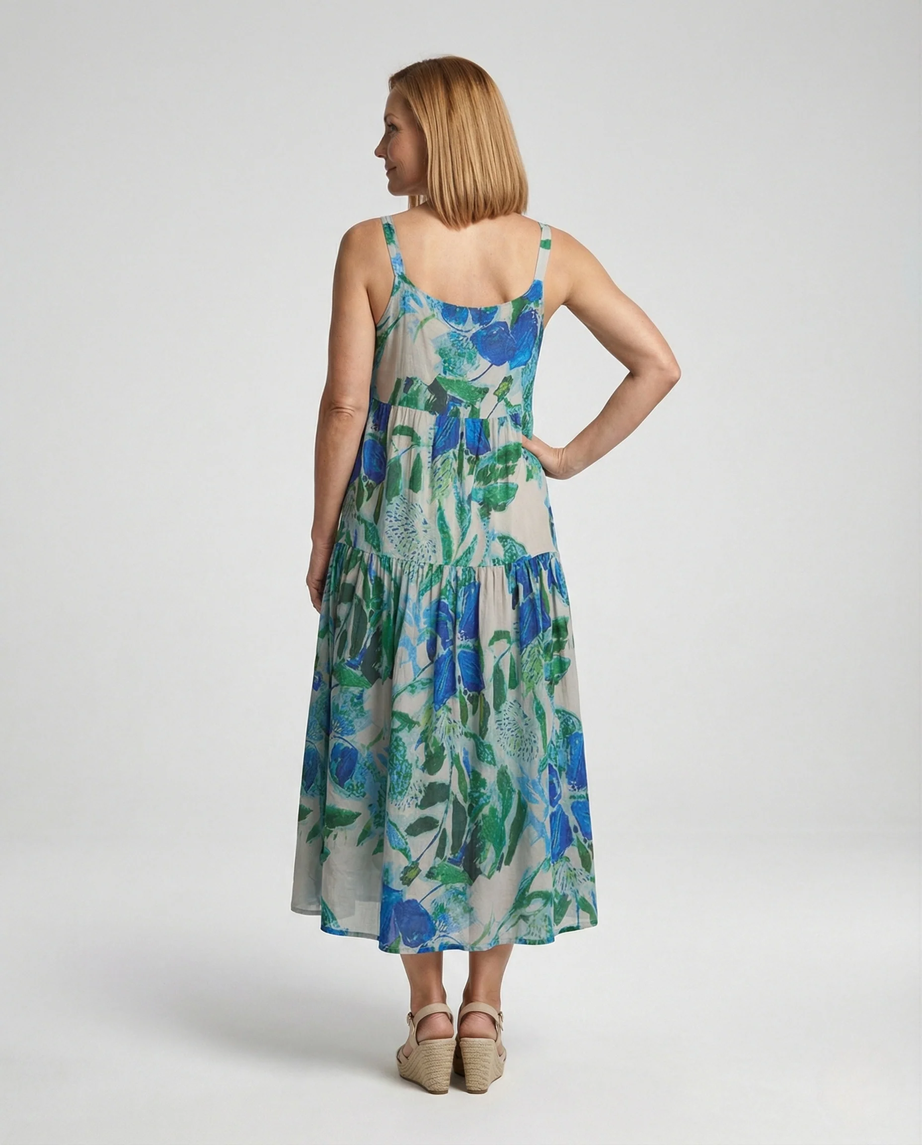 Maxikleid Spaghettiträger Damen Stufig - Image 4