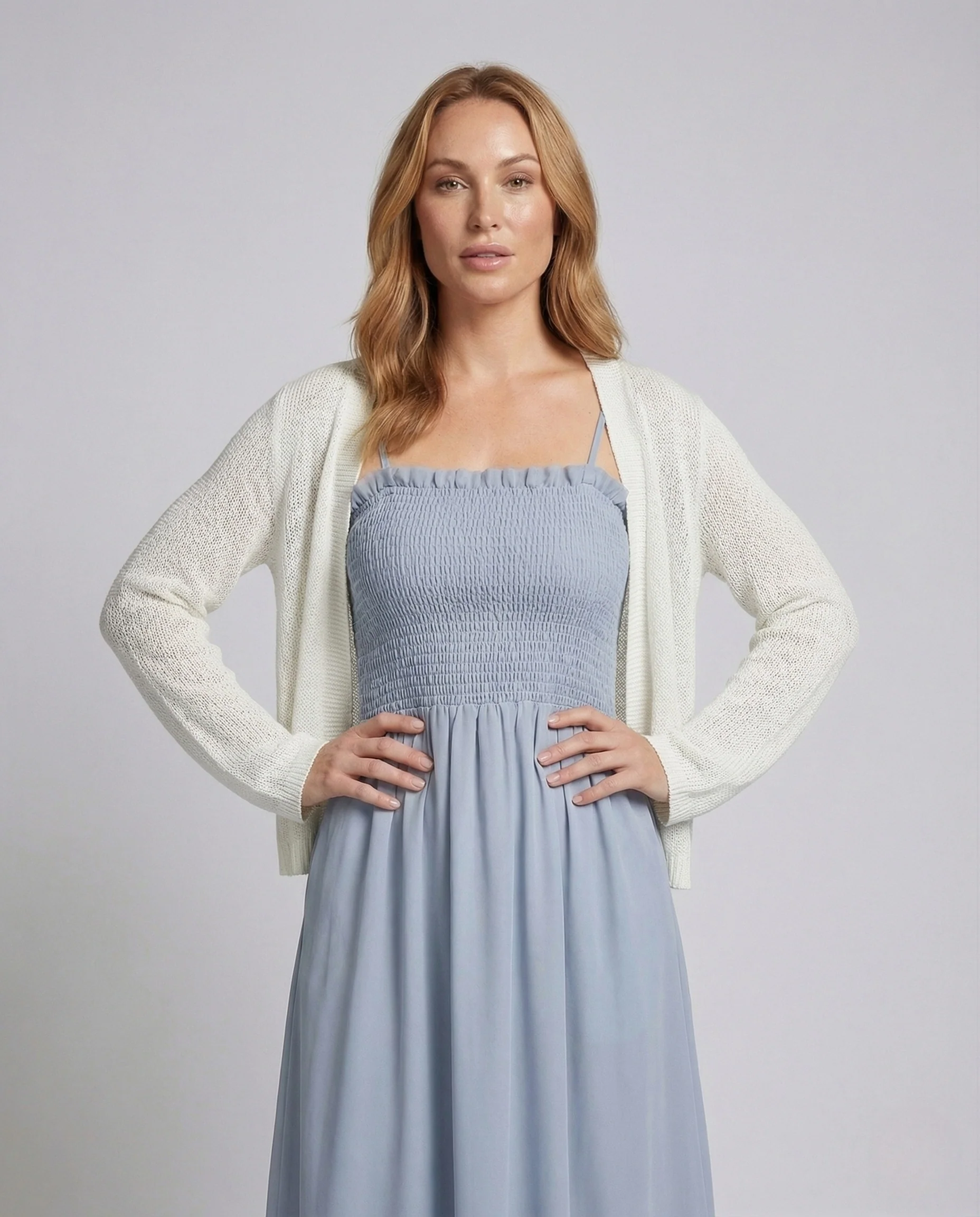 Damen Midikleid mit Strick Überwurf - Image 2
