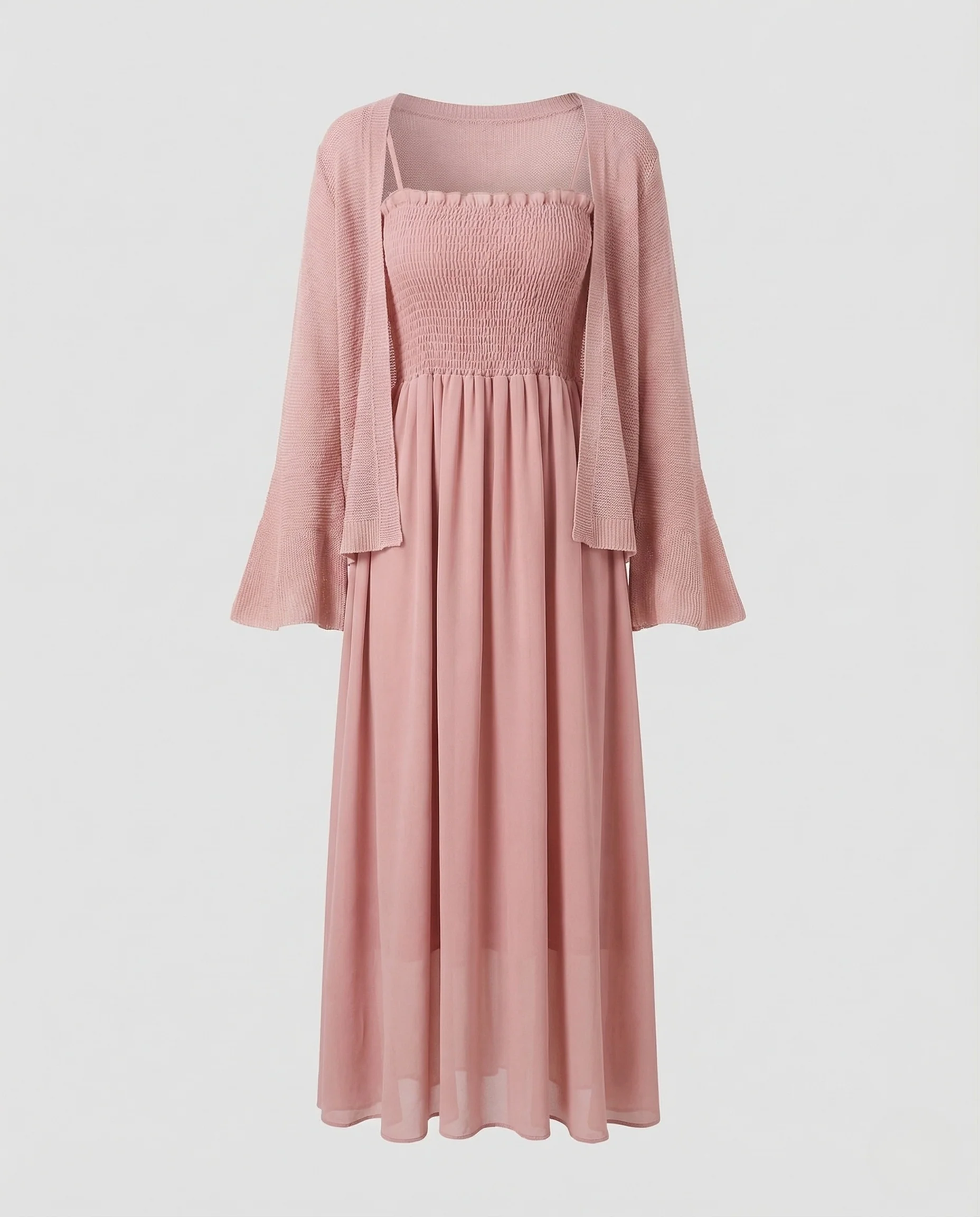 Damen Midikleid mit Strick Überwurf - Image 5