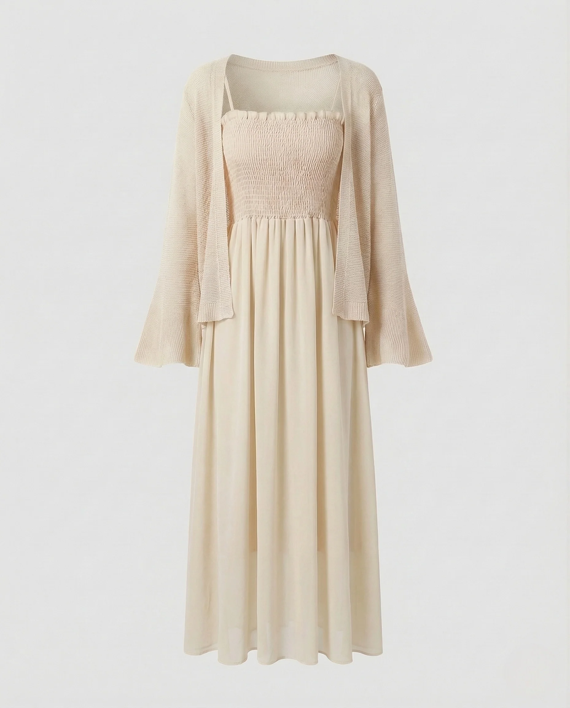 Damen Midikleid mit Strick Überwurf - Image 6