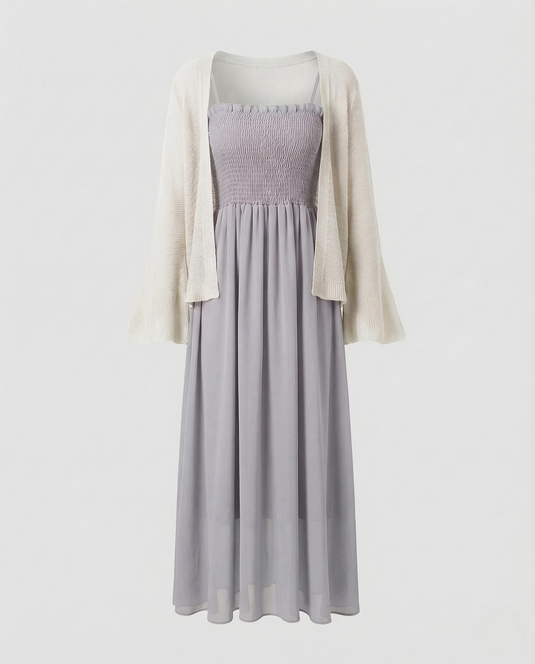 Damen Midikleid mit Strick Überwurf - Image 7