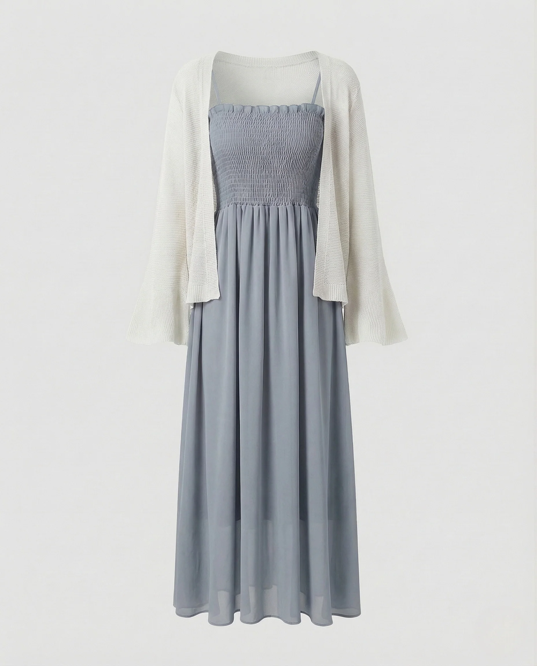 Damen Midikleid mit Strick Überwurf - Image 8