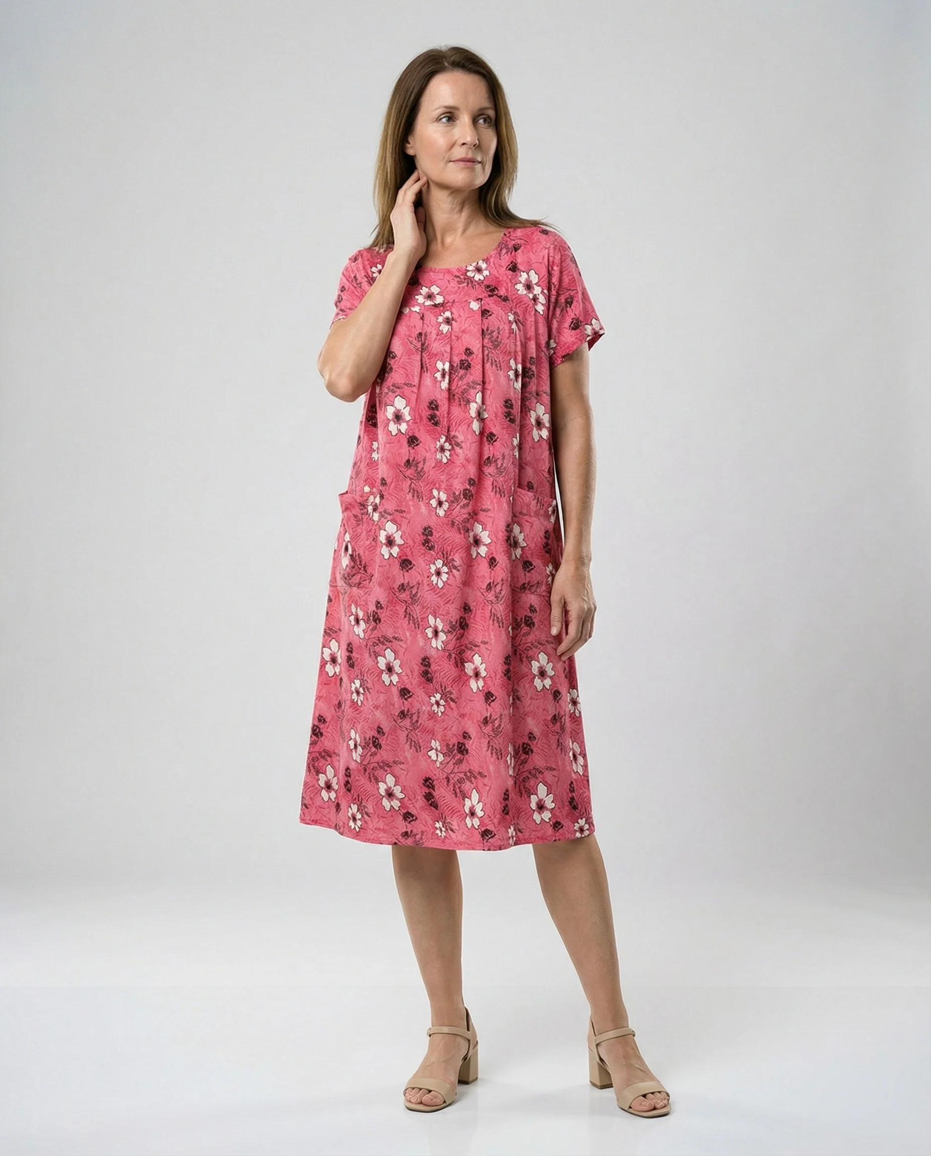 Luftiges Midikleid Damen Mit Taschen - Image 6