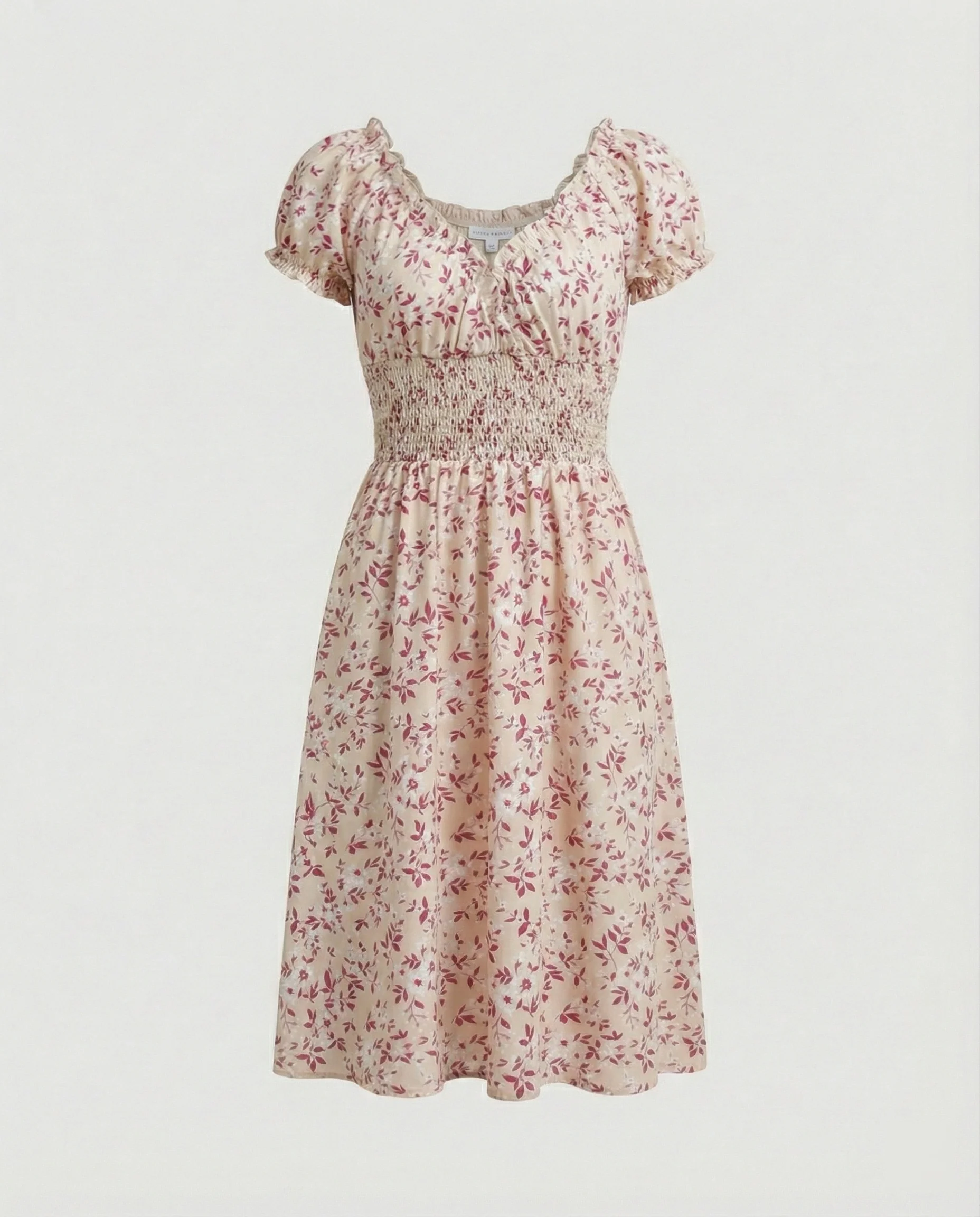 Damen Midikleid gesmokt mit Puffärmeln - Image 8