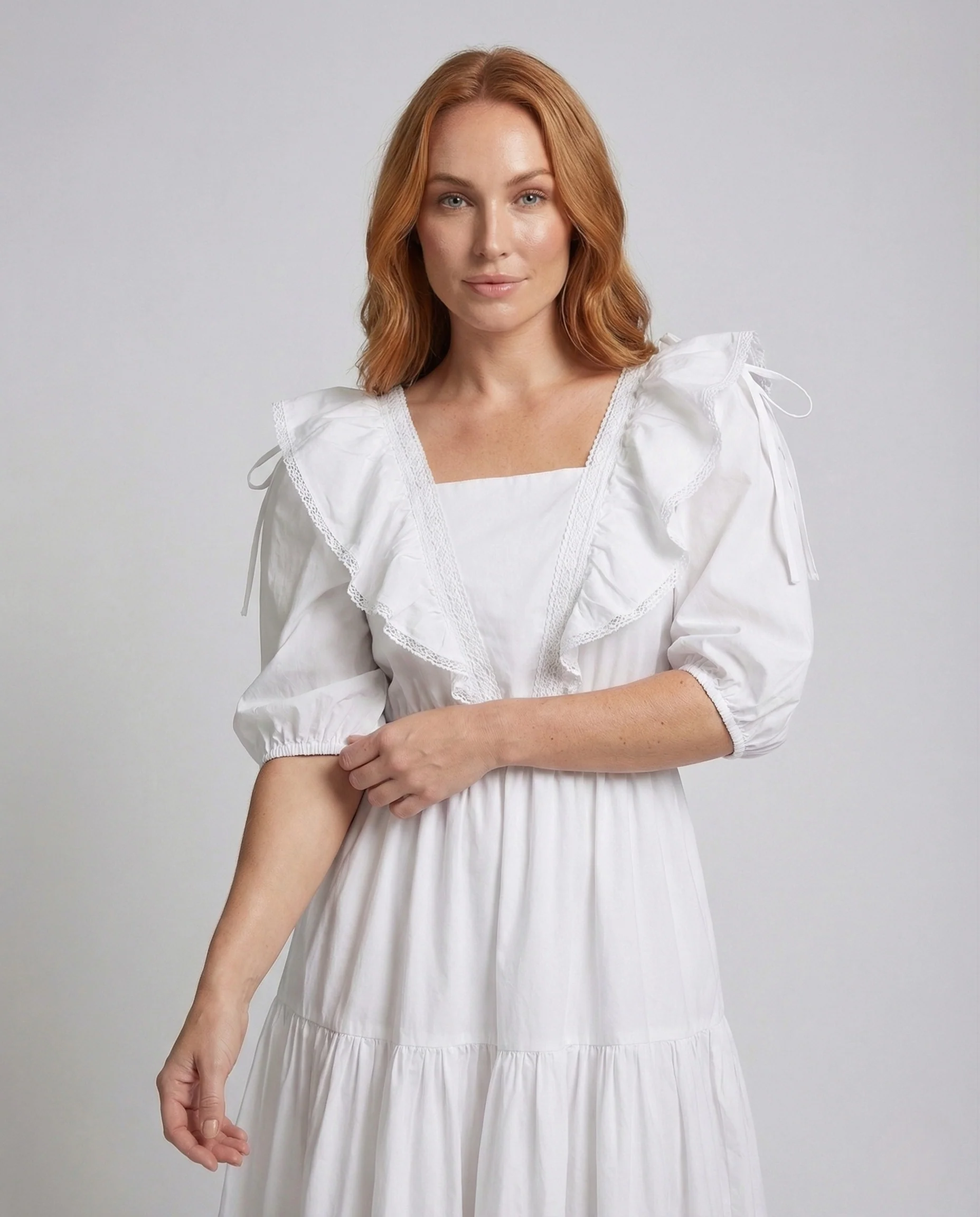 Damen Midikleid mit Volantkragen - Image 2