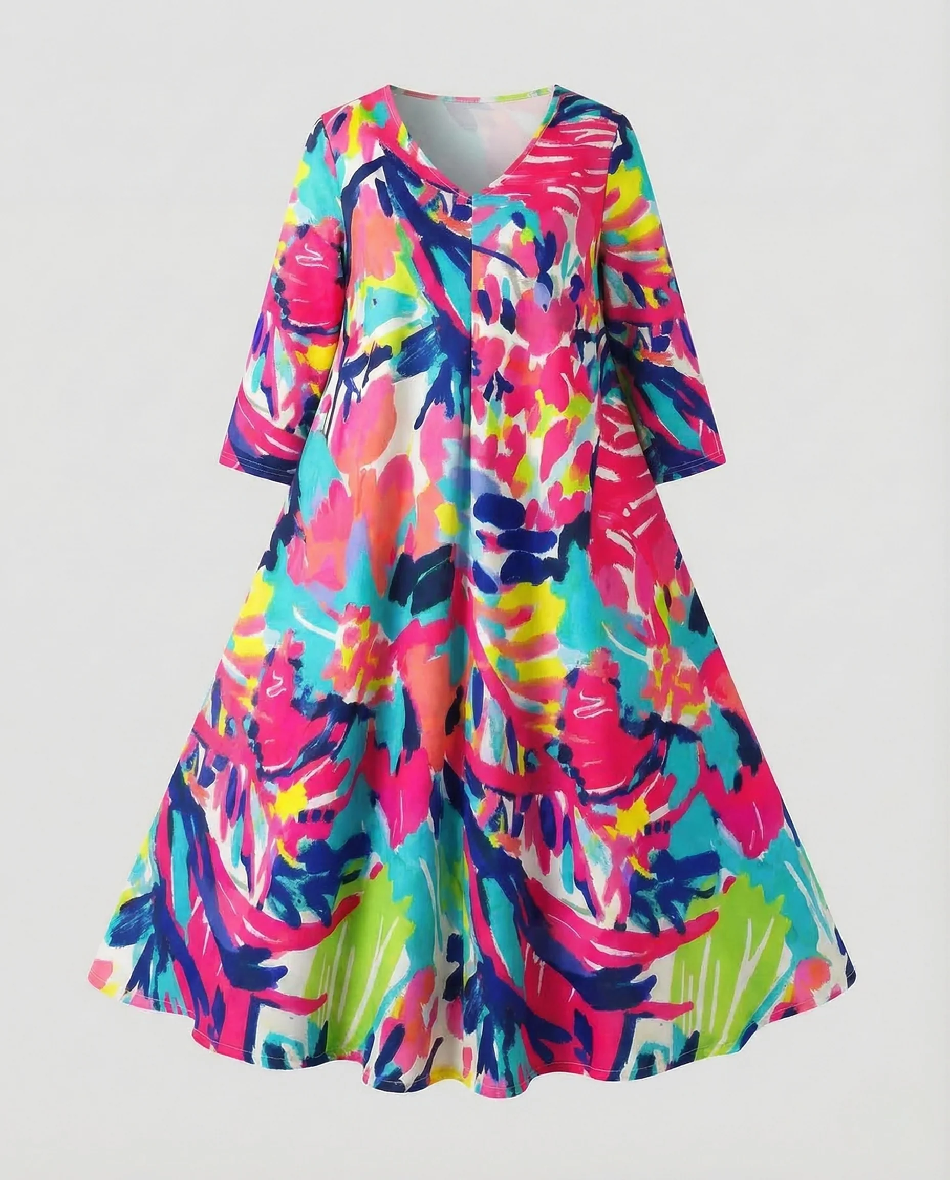 Damen Midikleid Tellerrock Blumenprint - Image 13