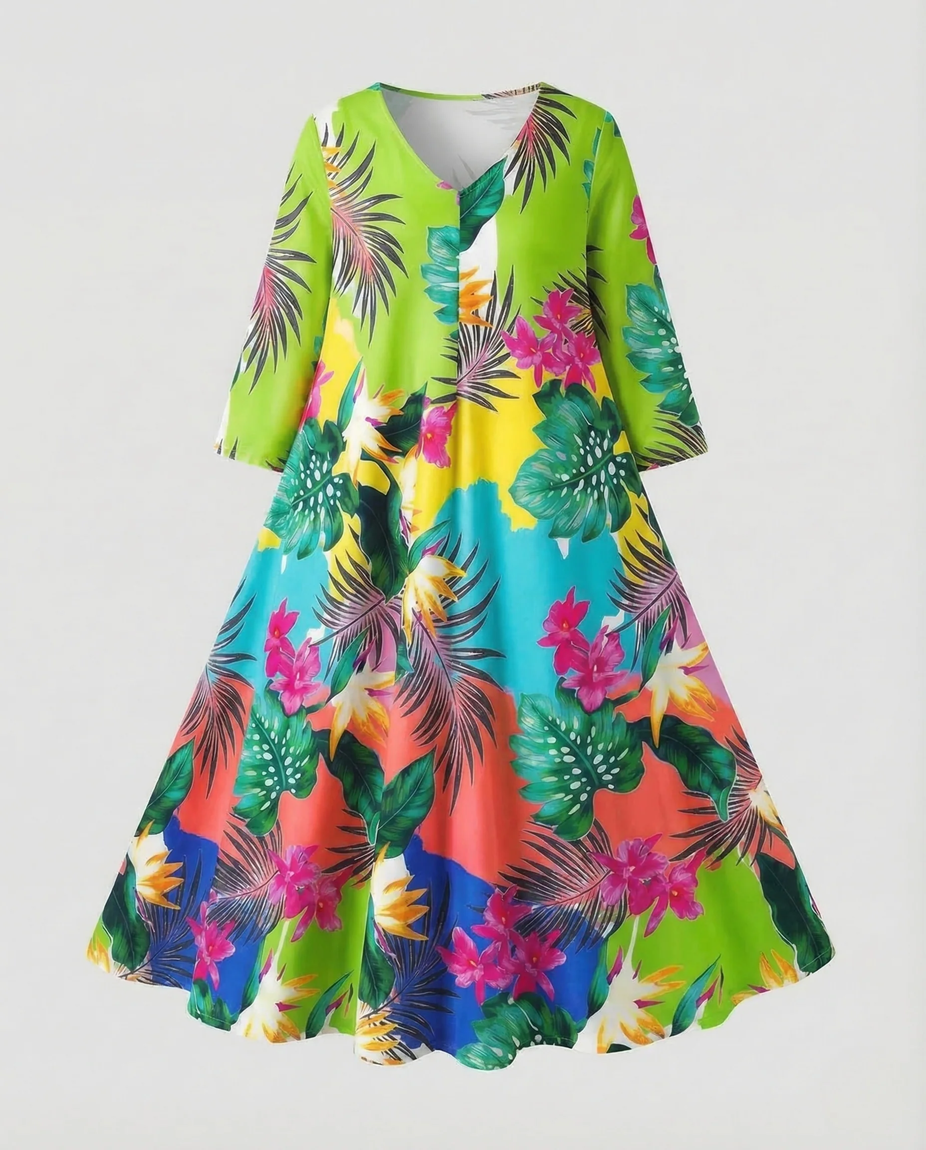 Damen Midikleid Tellerrock Blumenprint - Image 14