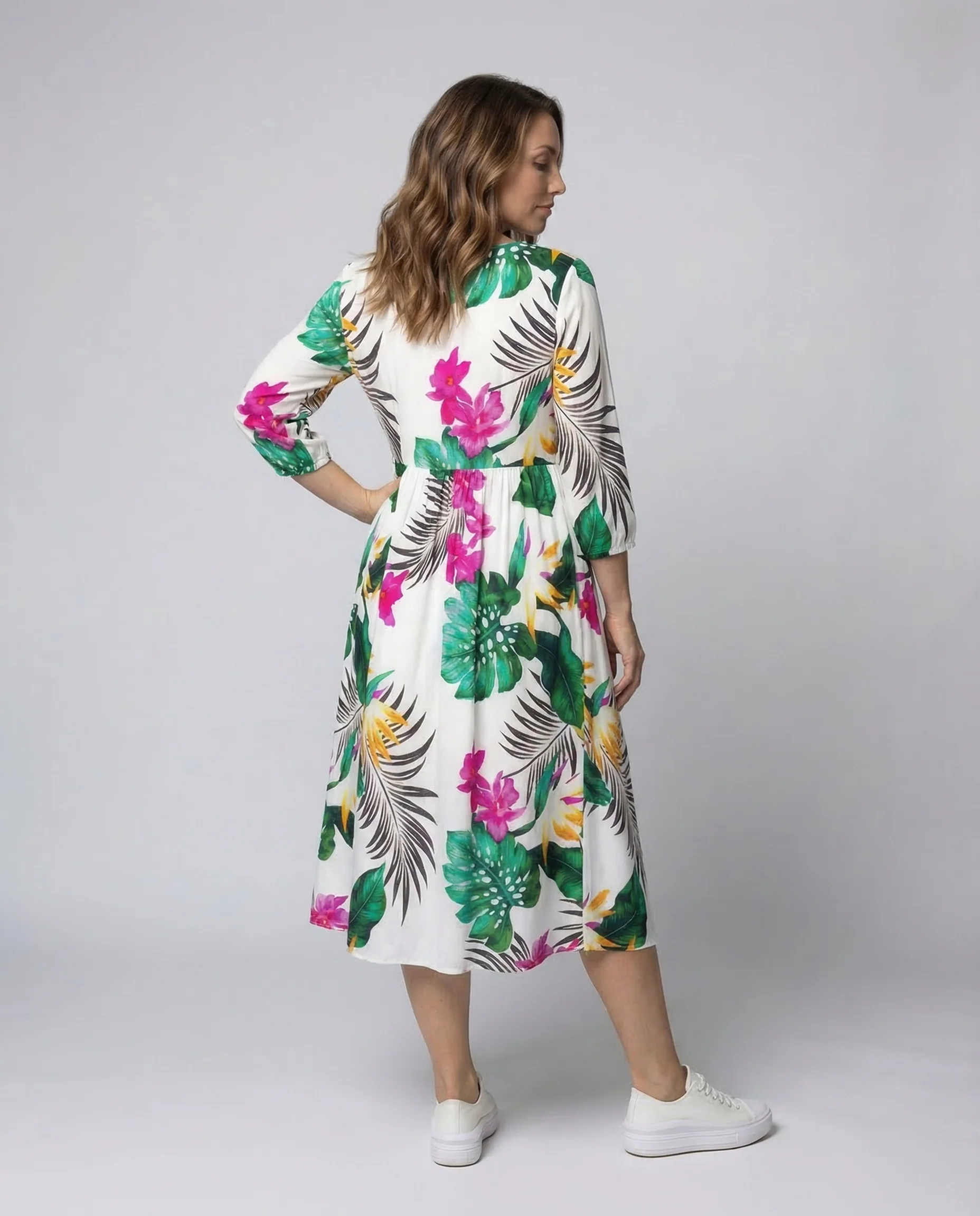 Damen Midikleid Tellerrock Blumenprint - Image 4
