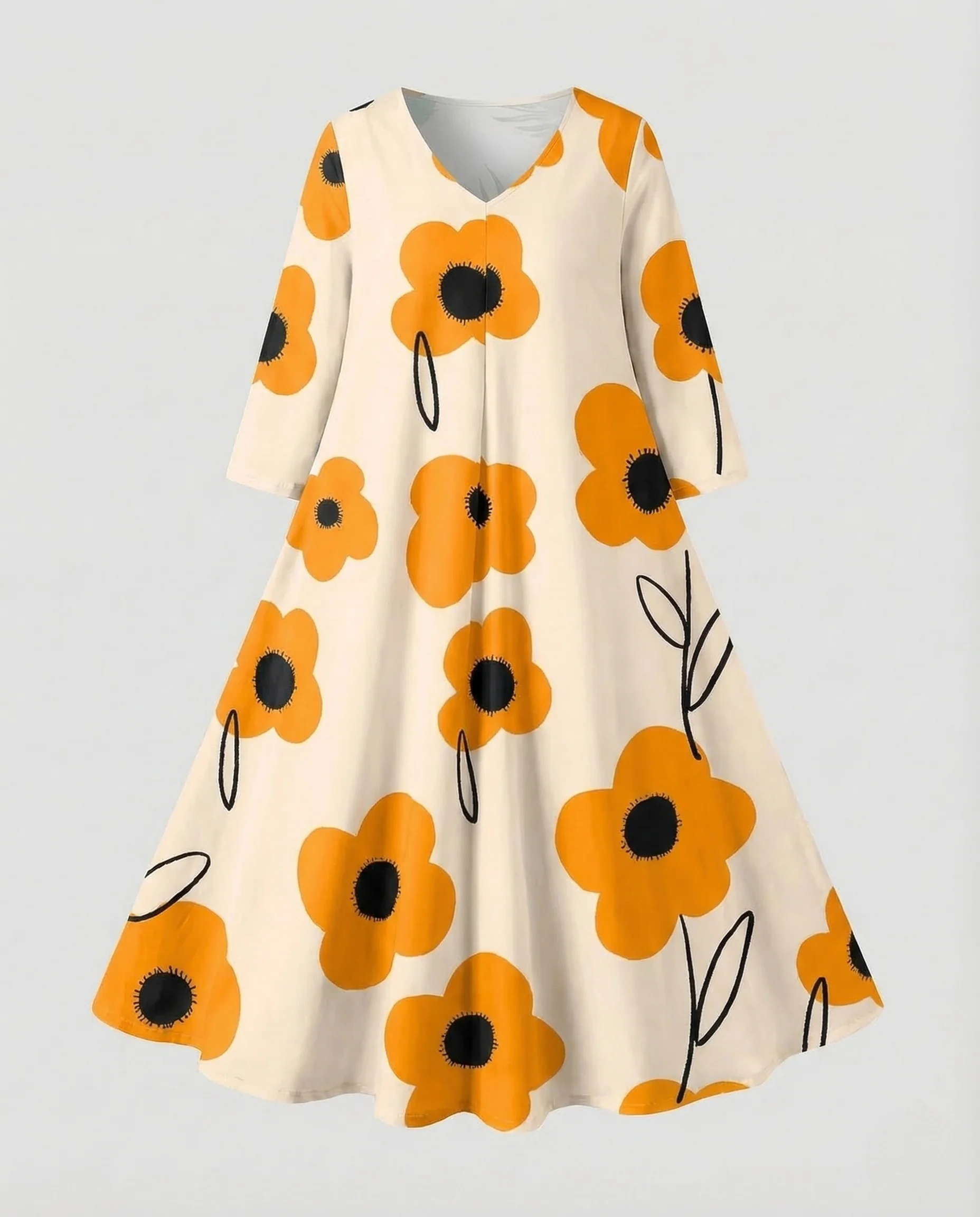 Damen Midikleid Tellerrock Blumenprint - Image 6