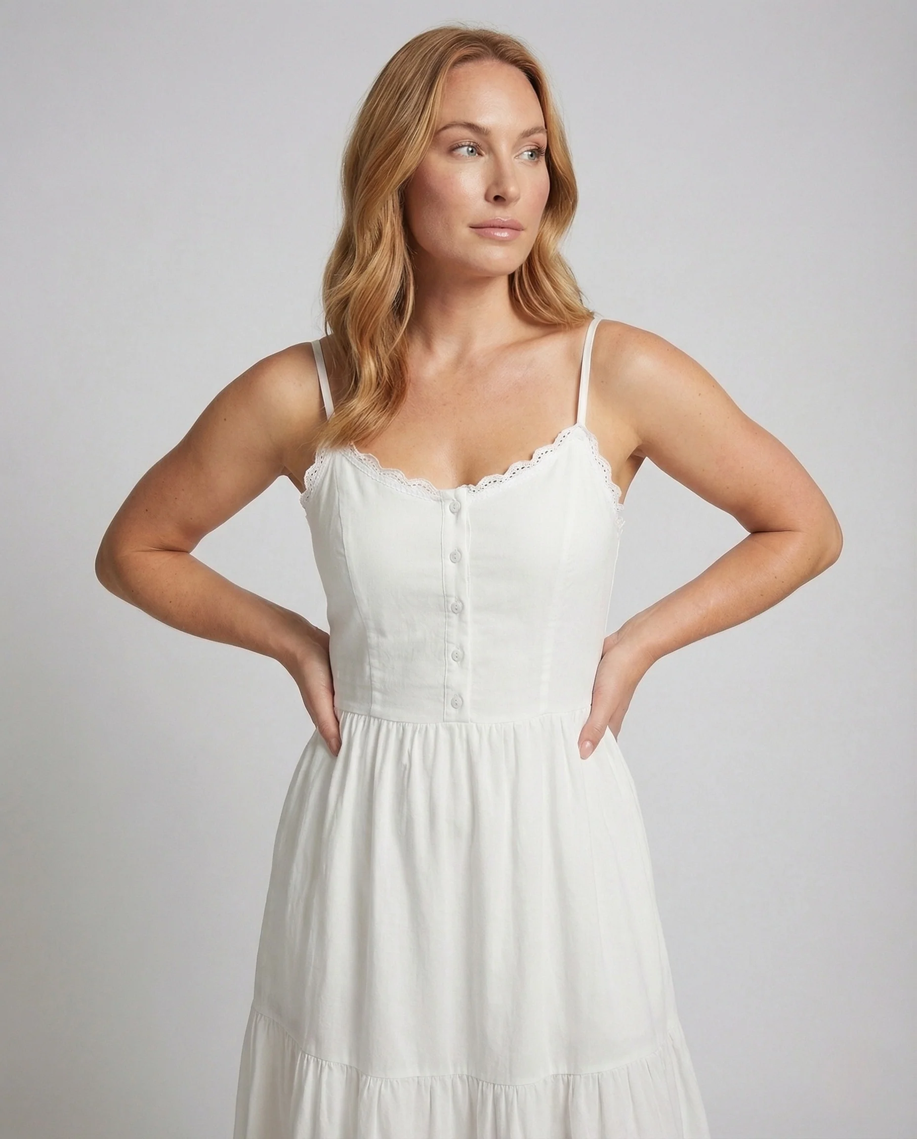 Damen Stufen Maxikleid aus Baumwollmix - Image 3