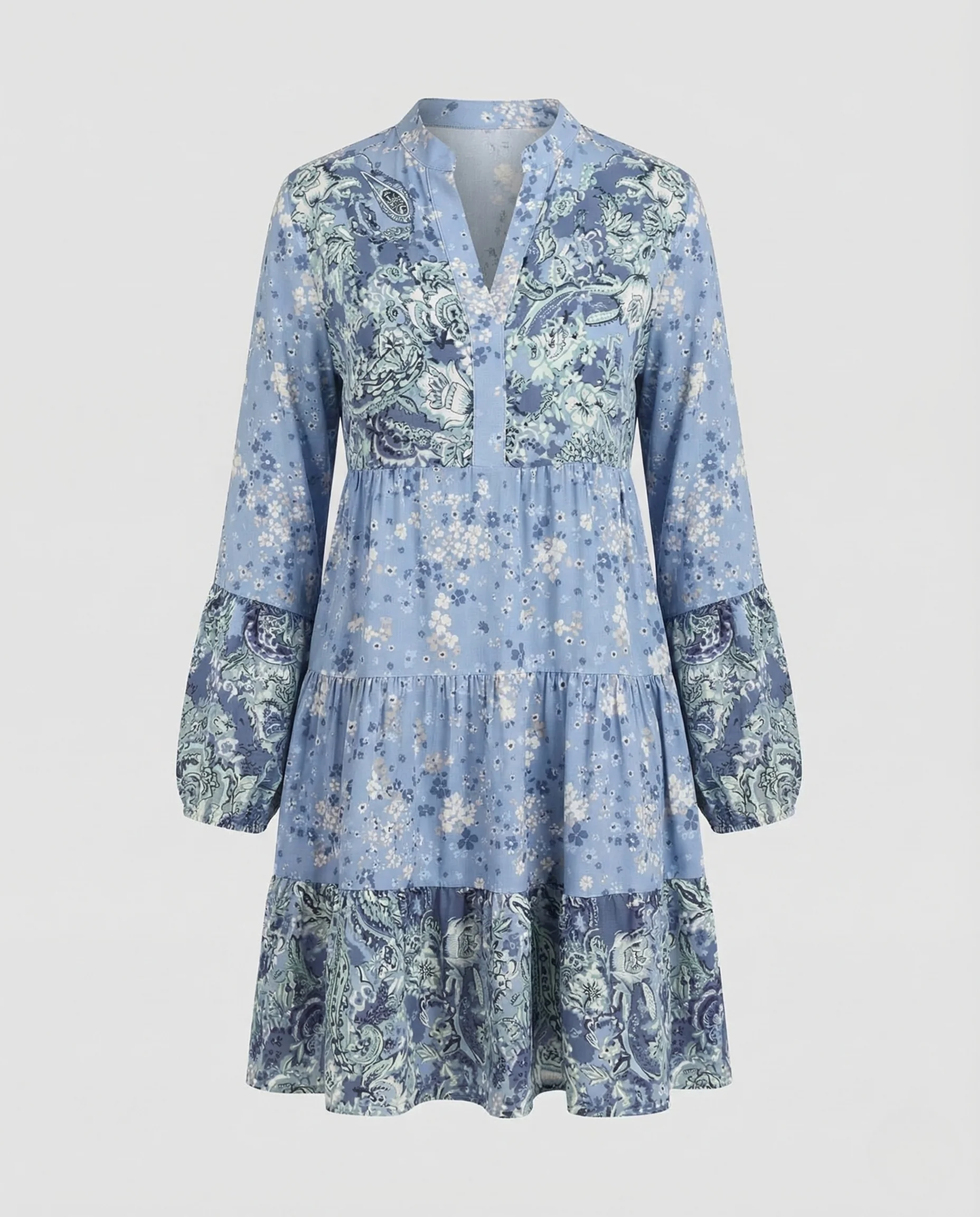 Damen Chiffon Stufenkleid Langarm - Image 3