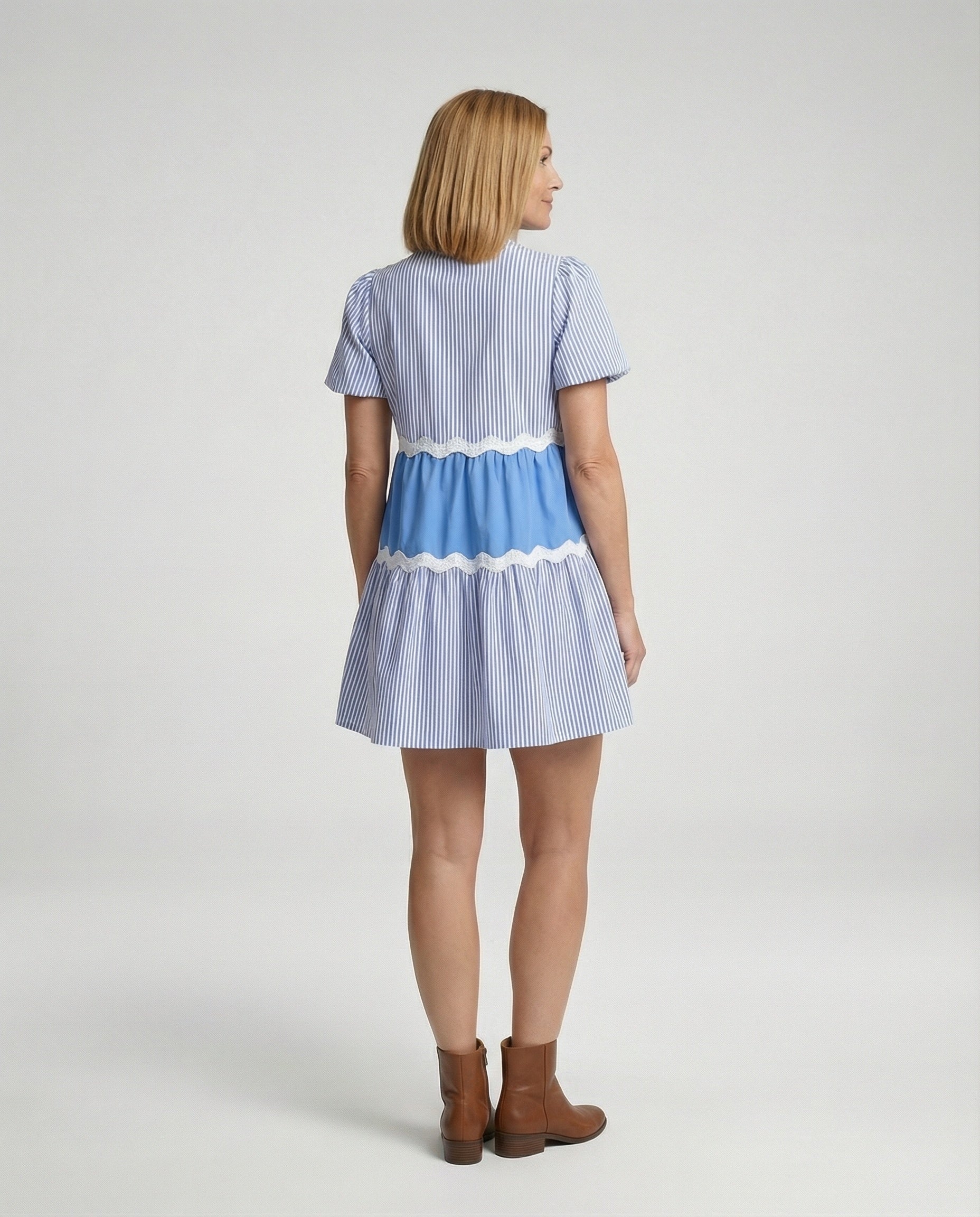 Damen Stufenkleid Sommer mit Puffärmeln - Image 2