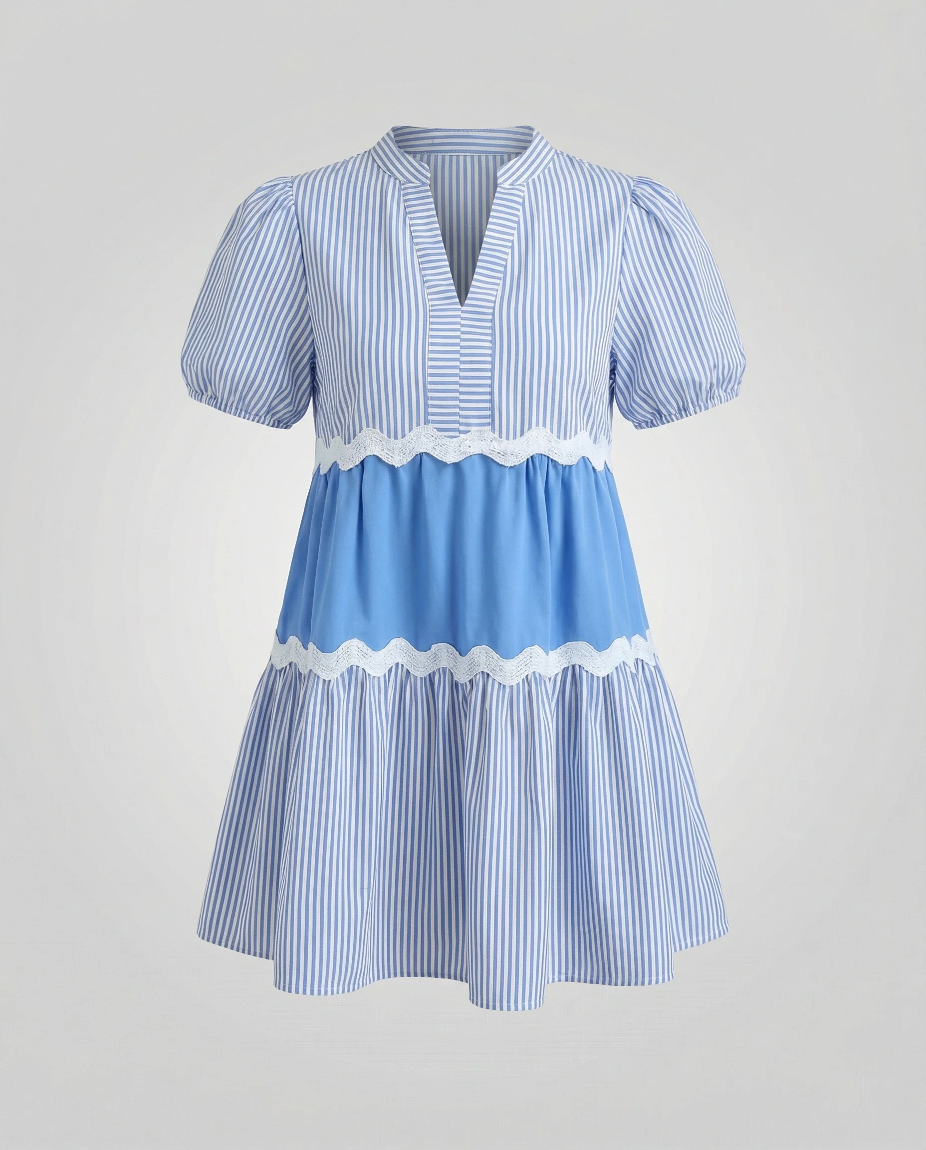 Damen Stufenkleid Sommer mit Puffärmeln - Image 3