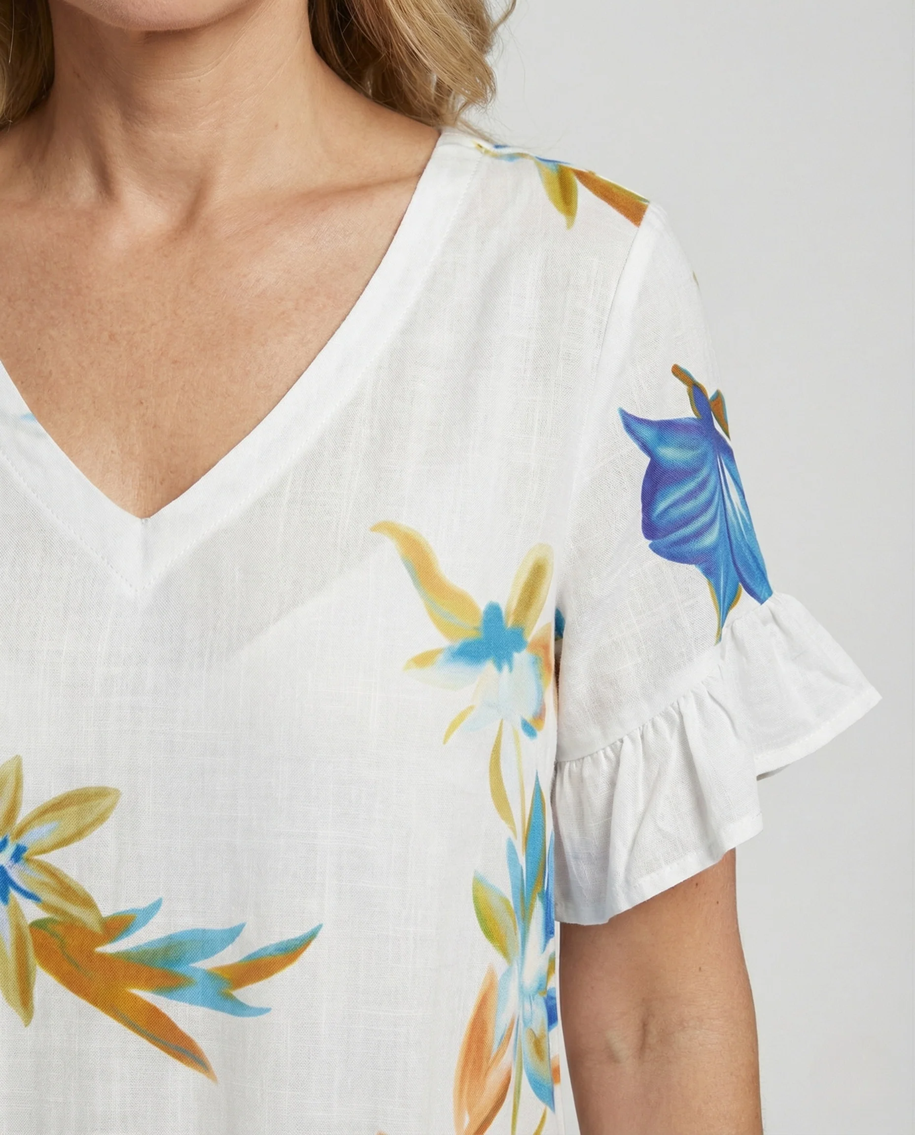 Damen Stufenkleid mit Volantärmeln und Taschen - Image 4