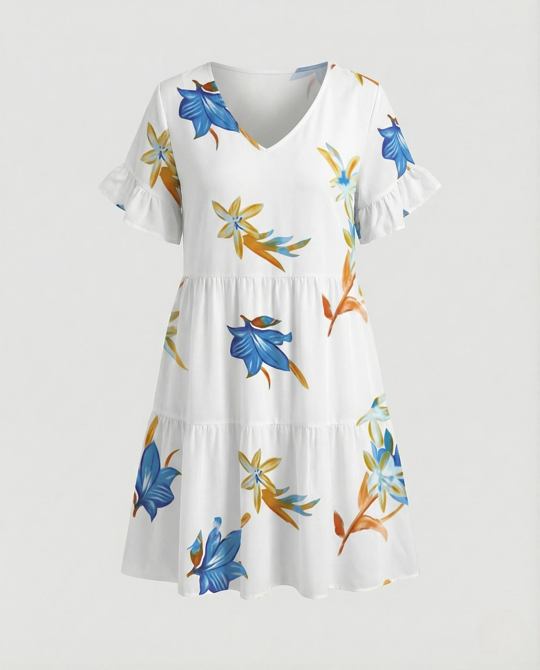 Damen Stufenkleid mit Volantärmeln und Taschen - Image 7