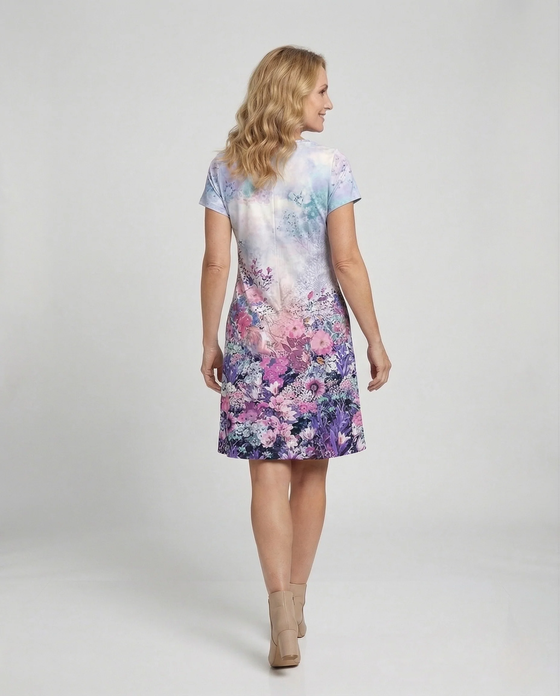 Damen Viskose Jersey Kleid mit Print - Image 4