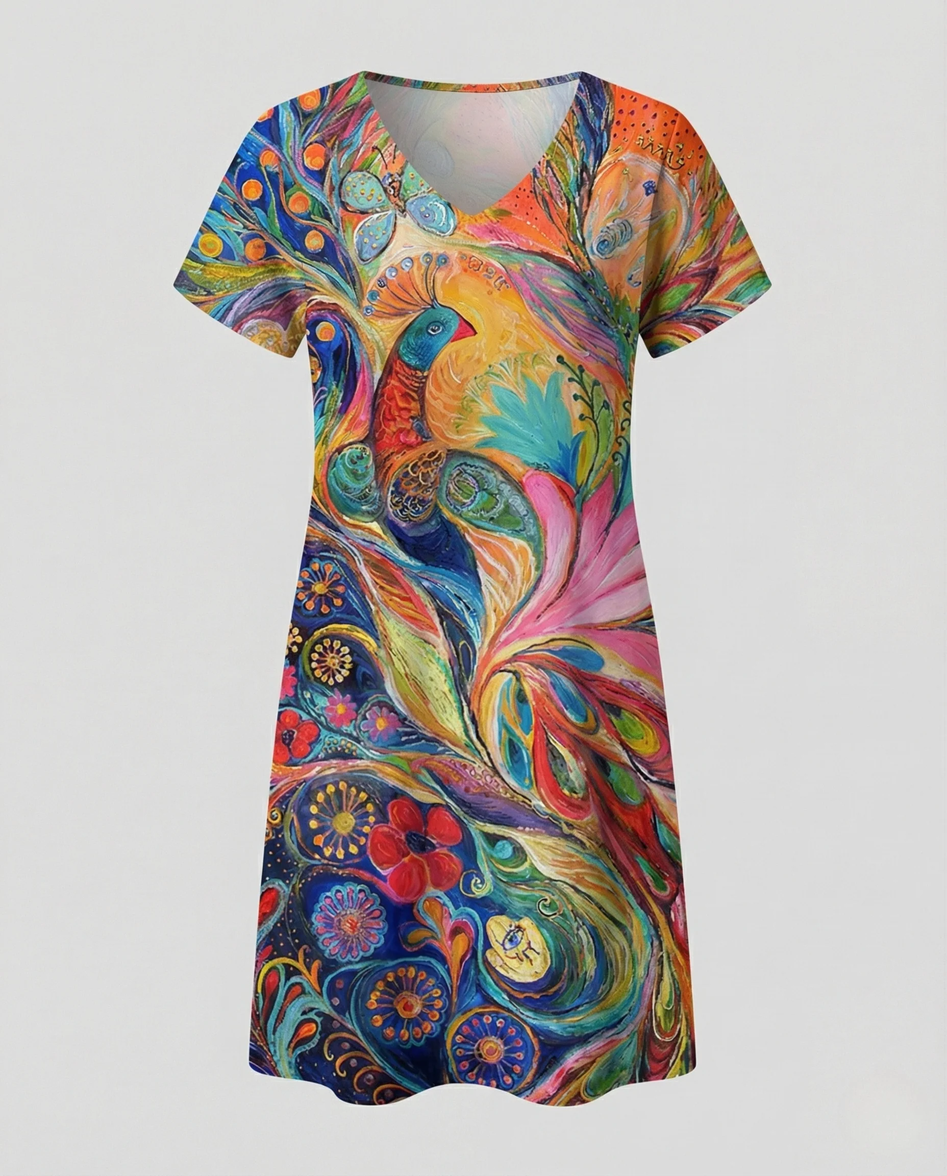 Damen Viskose Jersey Kleid mit Print - Image 5