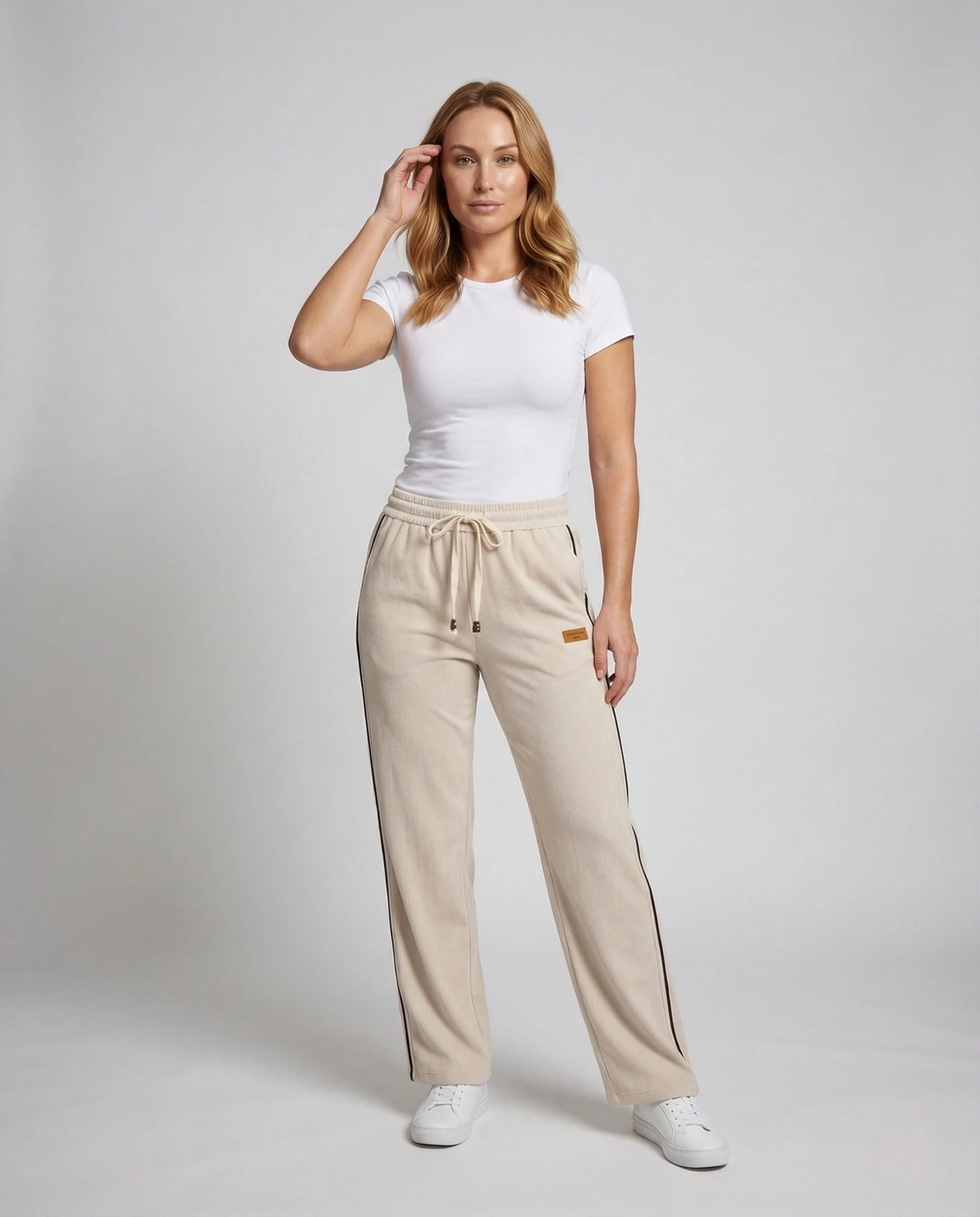 Damen Loungehose Ripp Tunnelzug