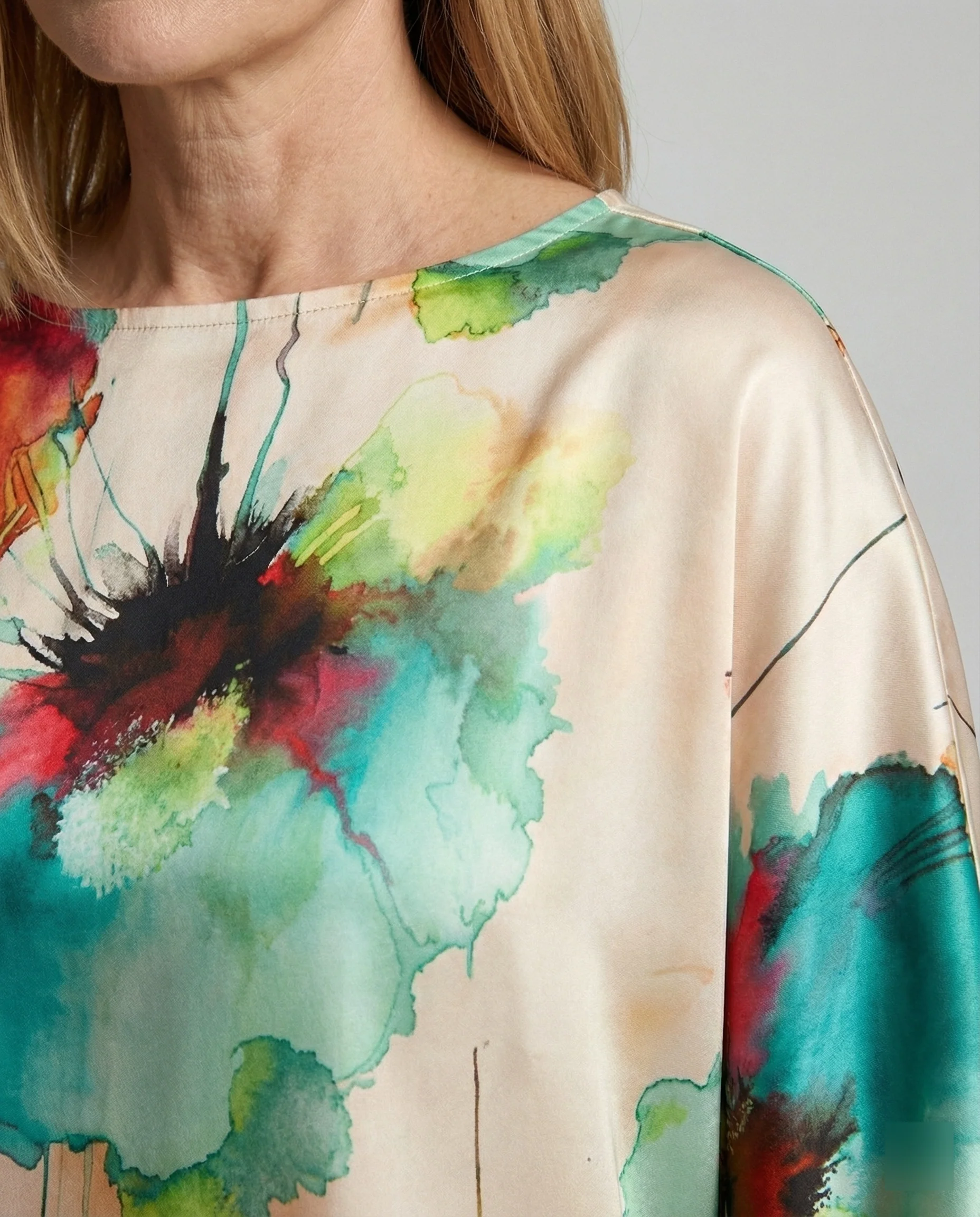 Damen Zweiteiler Set Satin Kimono - Image 7