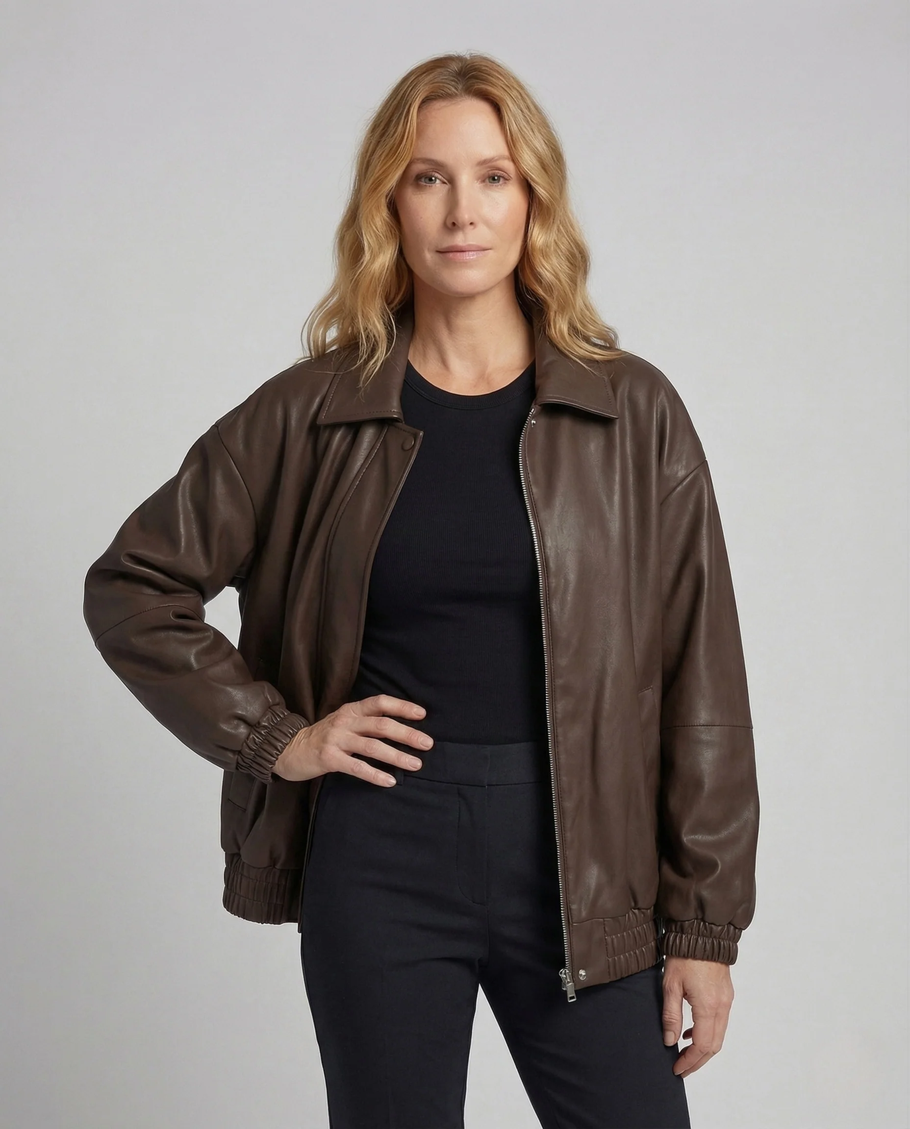 Damen Boxy Kunstlederjacke Matt - Image 2