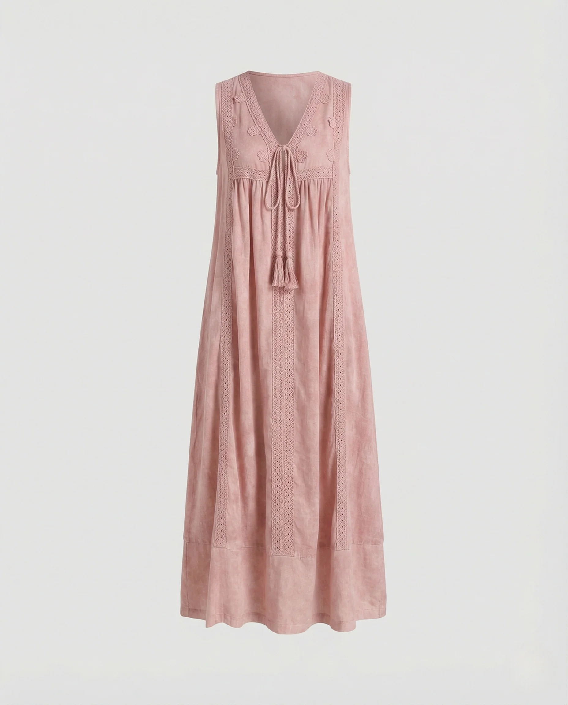 Damen Maxi Tunikakleid mit Quasten Kordel - Image 5