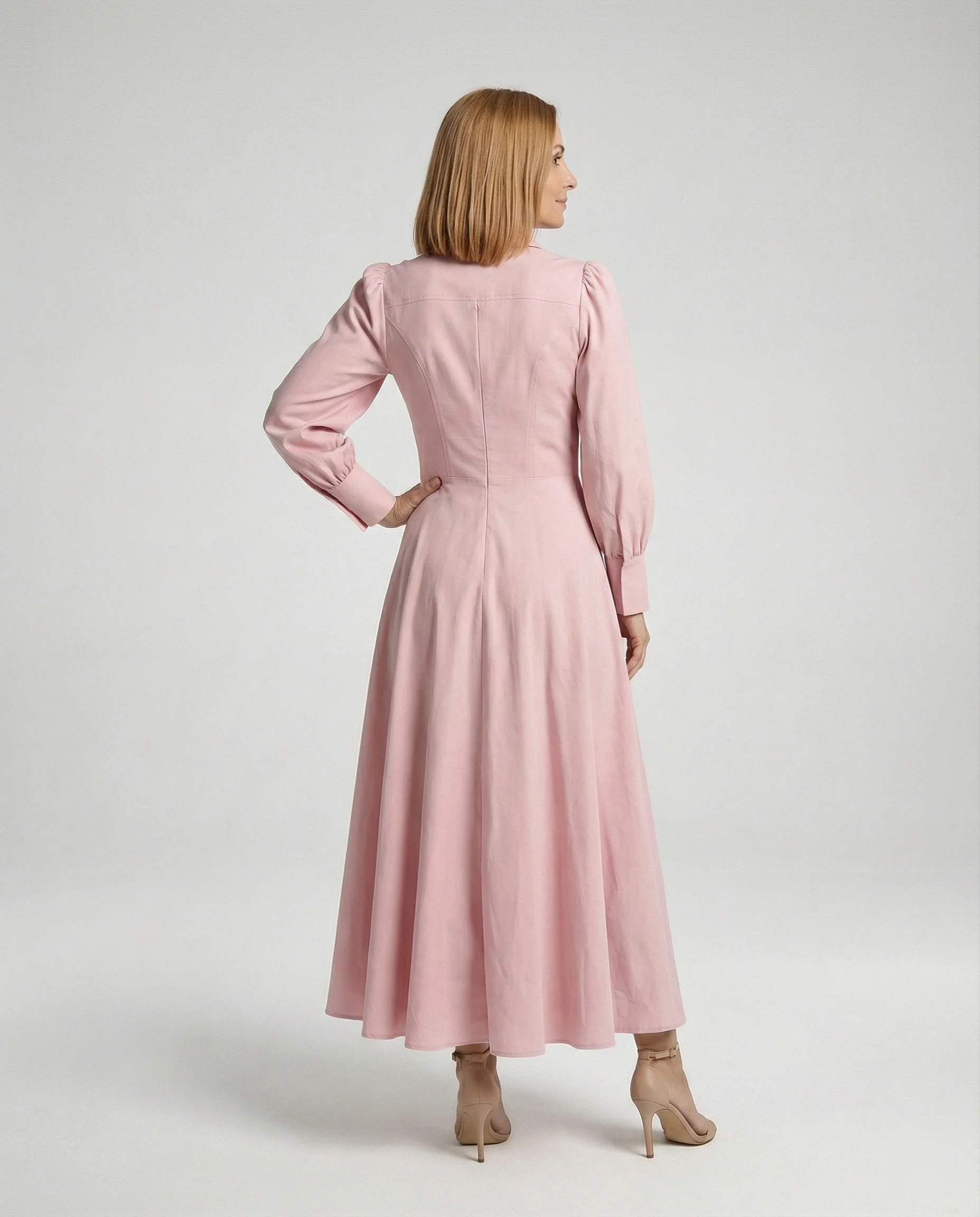 Damen Hemdkleid Maxi mit Ballonärmeln - Image 2