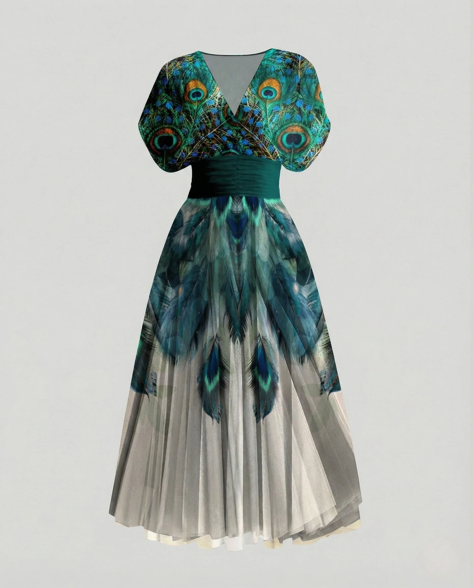 Damen Maxikleid Kimono V-Ausschnitt - Image 6
