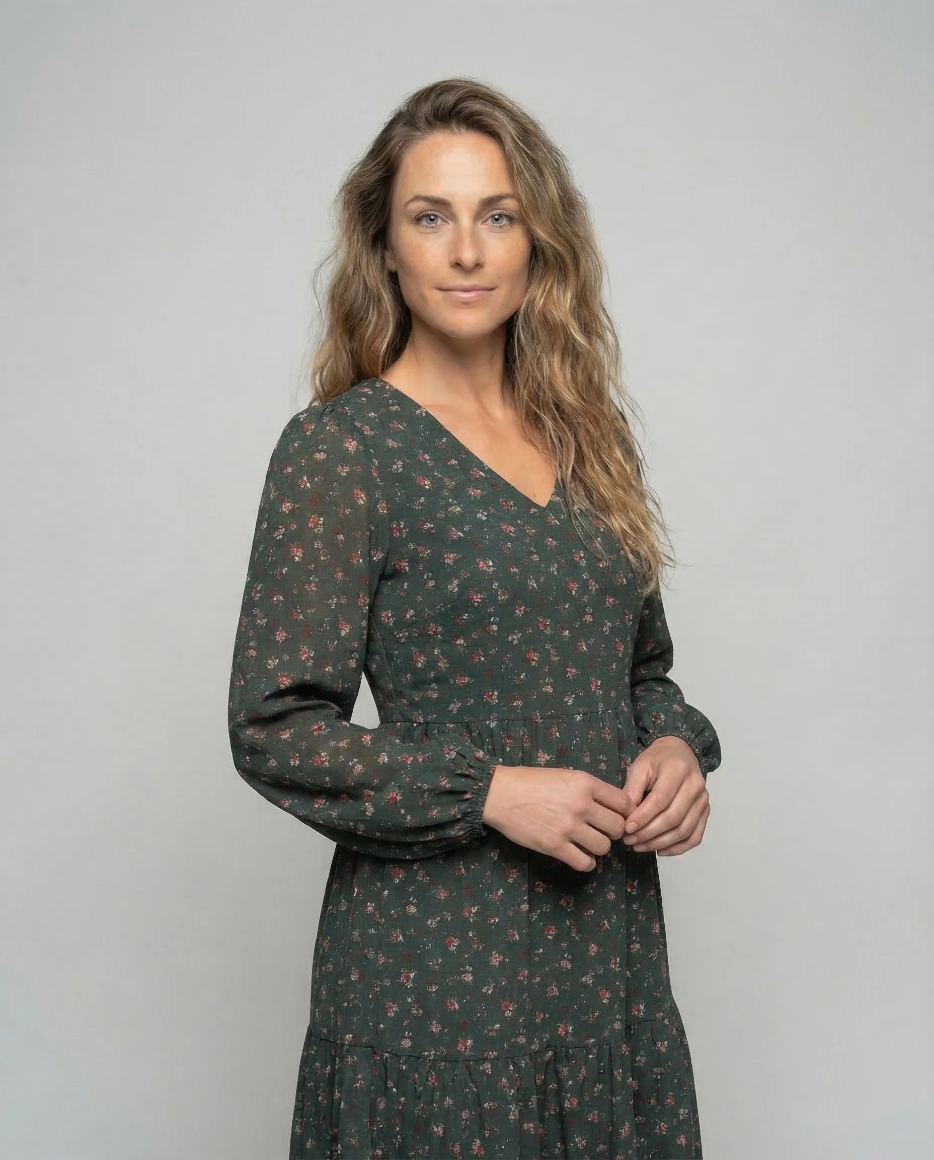 Damen Maxikleid Blumen Stufen - Image 2