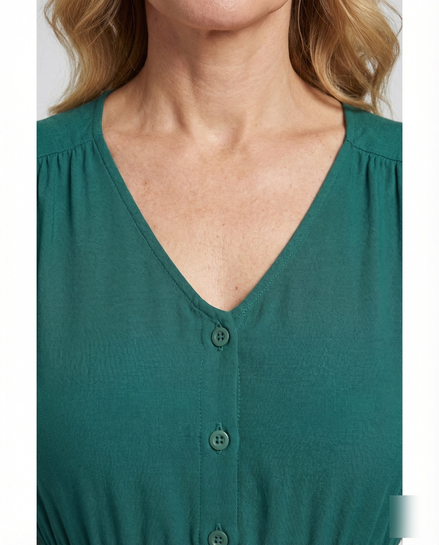 Damen Maxikleid mit Knopfleiste und Stufenvolant - Image 3